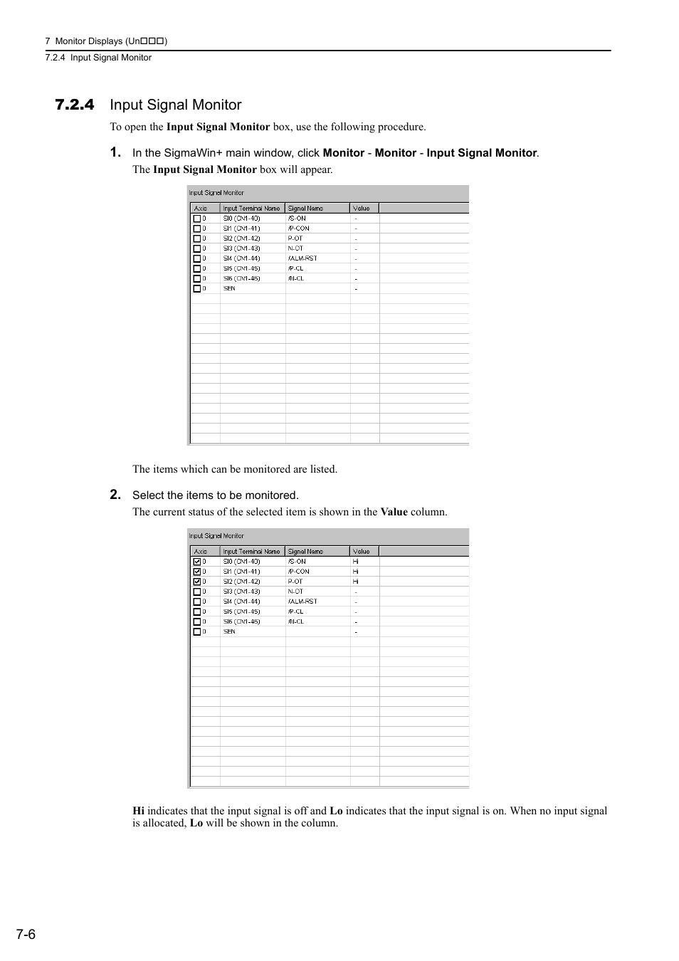 4 input signal monitor | Yaskawa Σ-V Series AC Servo Drives Rotational Motor MECHATROLINK-II User Manual | Page 254 / 320