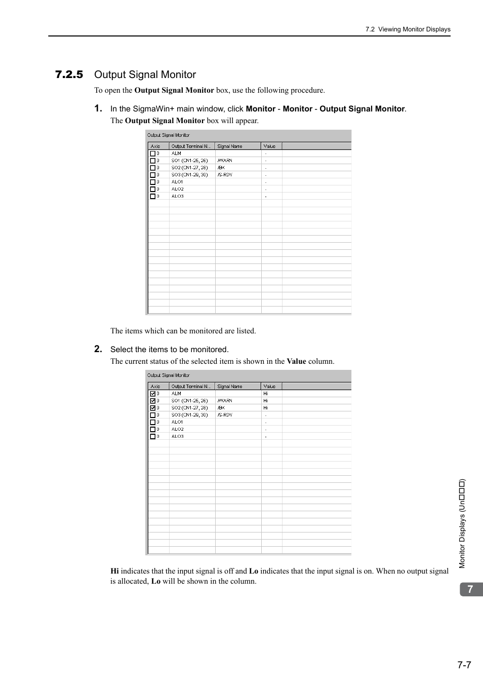 5 output signal monitor | Yaskawa Σ-V Series AC Servo Drives Rotational Motor MECHATROLINK-II User Manual | Page 255 / 320