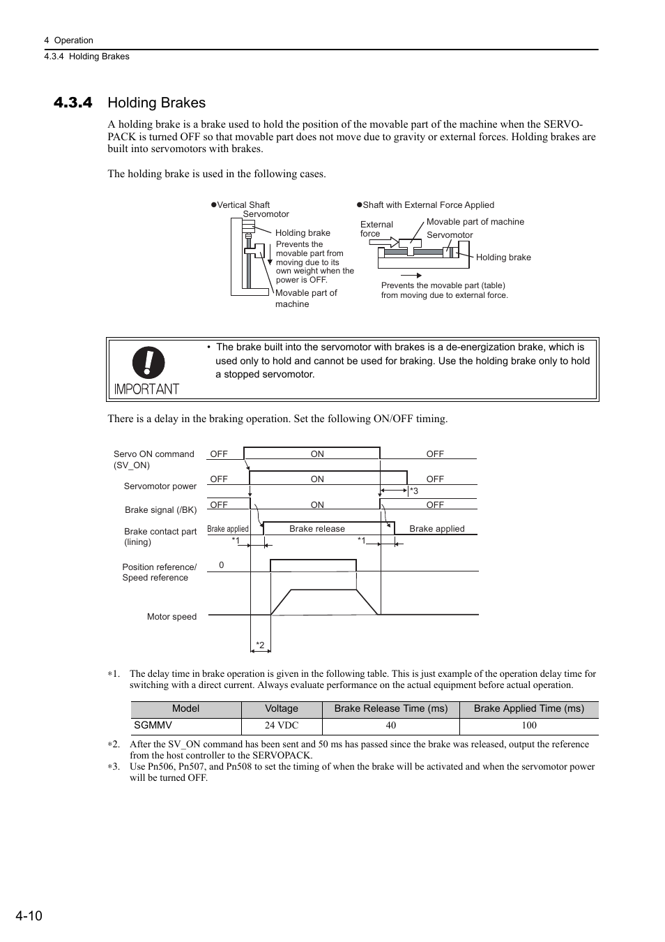 4 holding brakes, Mecha | Yaskawa Σ-V Series AC Servo Drives Rotational Motor MECHATROLINK-II User Manual | Page 75 / 320