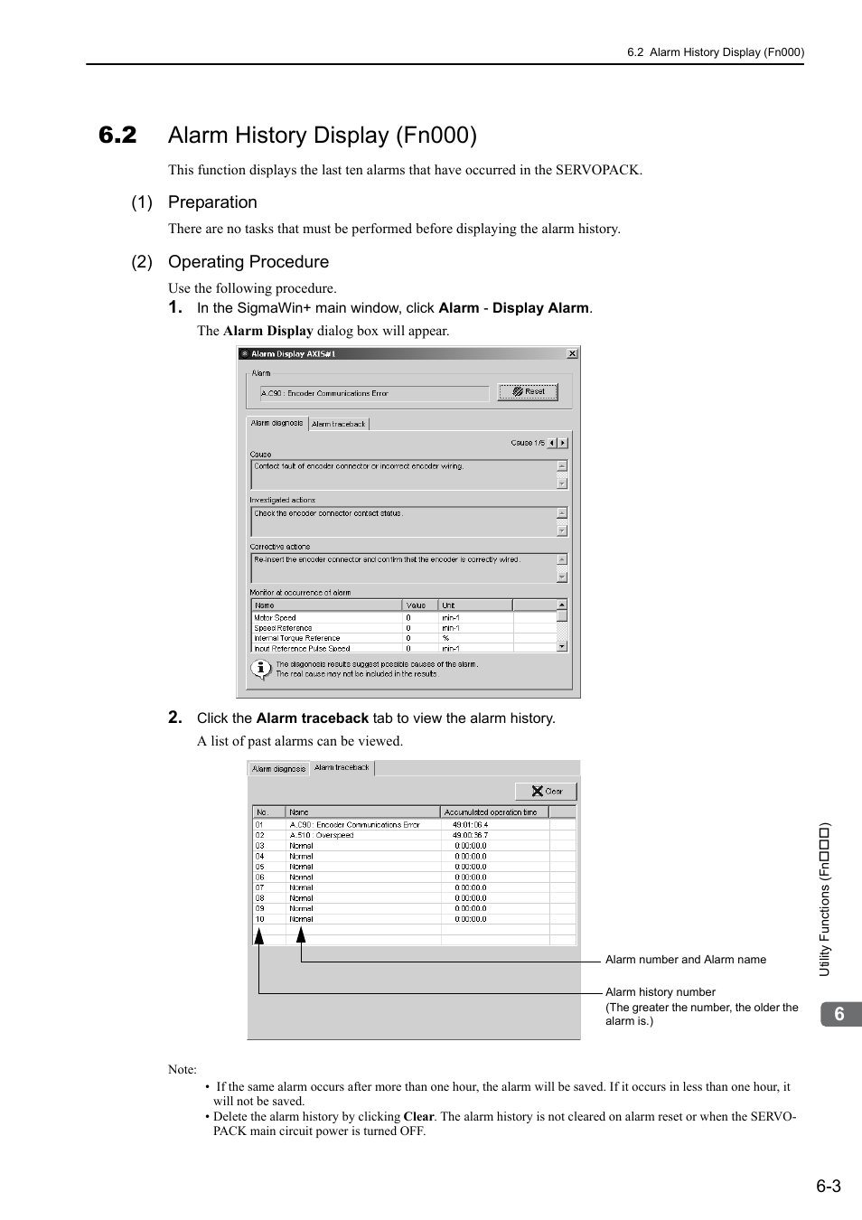 2 alarm history display (fn000) | Yaskawa Σ-V Series AC Servo Drives Rotational Motor MECHATROLINK-III User Manual | Page 202 / 337