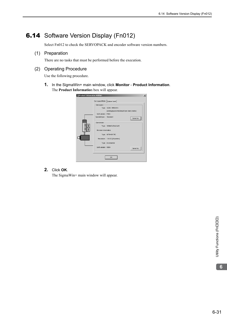 14 software version display (fn012) | Yaskawa Σ-V Series AC Servo Drives Rotational Motor MECHATROLINK-III User Manual | Page 230 / 337