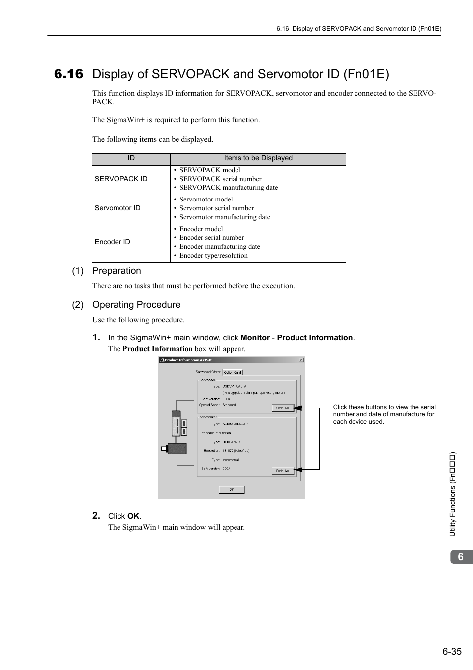 16 display of servopack and servomotor id (fn01e) | Yaskawa Σ-V Series AC Servo Drives Rotational Motor MECHATROLINK-III User Manual | Page 234 / 337