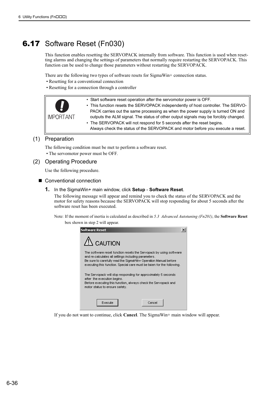 17 software reset (fn030) | Yaskawa Σ-V Series AC Servo Drives Rotational Motor MECHATROLINK-III User Manual | Page 235 / 337