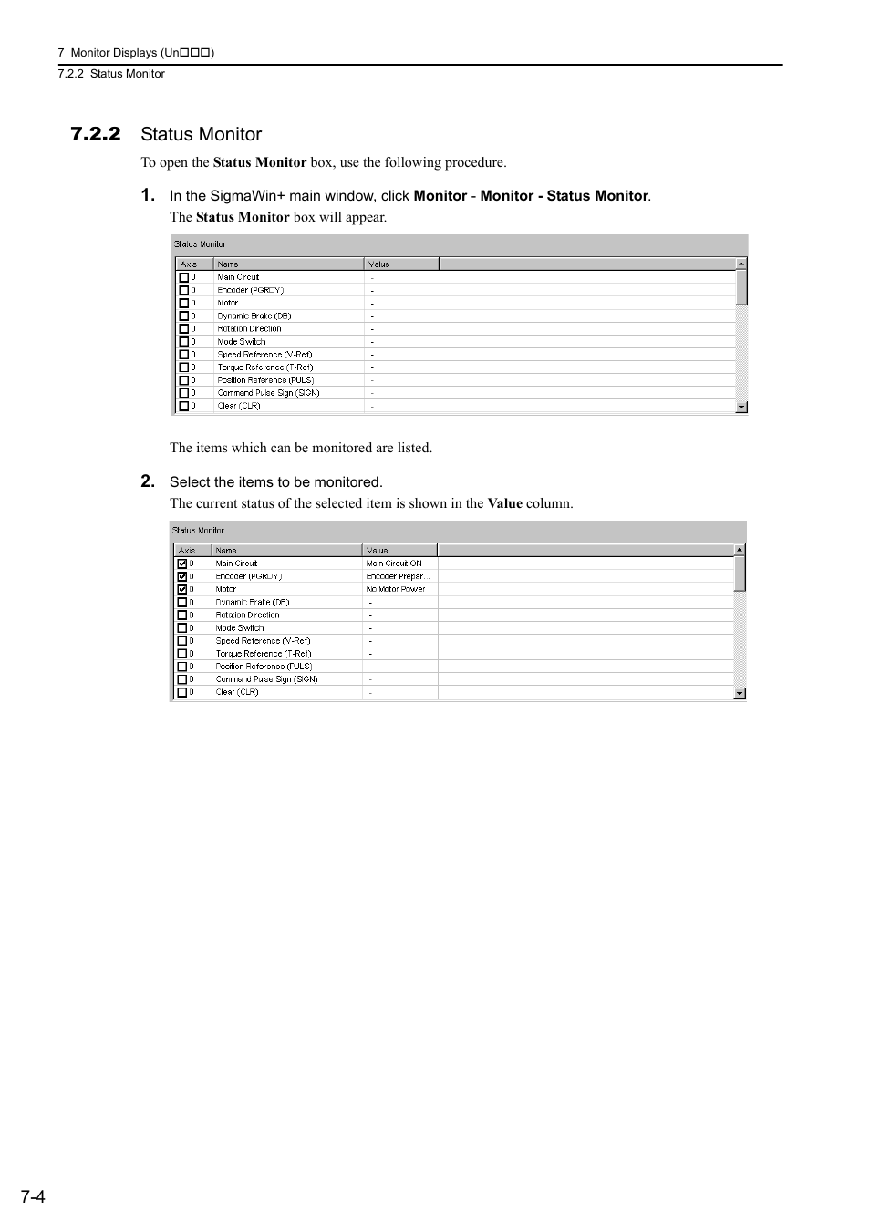 2 status monitor | Yaskawa Σ-V Series AC Servo Drives Rotational Motor MECHATROLINK-III User Manual | Page 252 / 337
