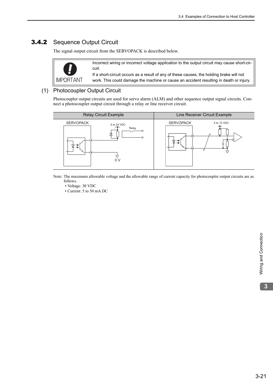 2 sequence output circuit, 1) photocoupler output circuit | Yaskawa Σ-V Series AC Servo Drives Rotational Motor MECHATROLINK-III User Manual | Page 58 / 337