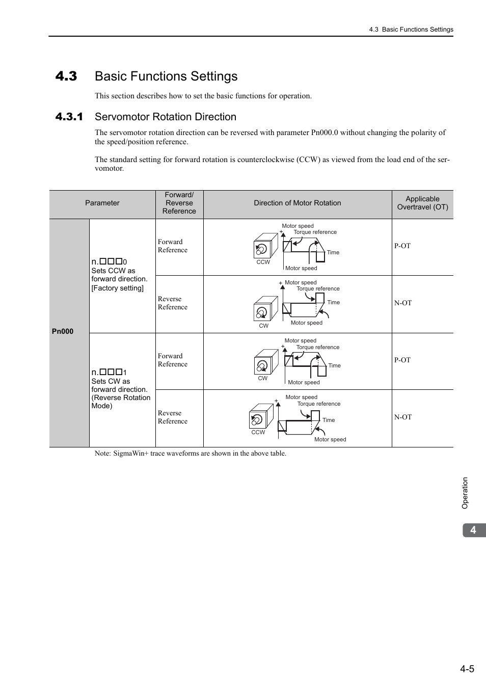3 basic functions settings, 1 servomotor rotation direction | Yaskawa Σ-V Series AC Servo Drives Rotational Motor MECHATROLINK-III User Manual | Page 70 / 337