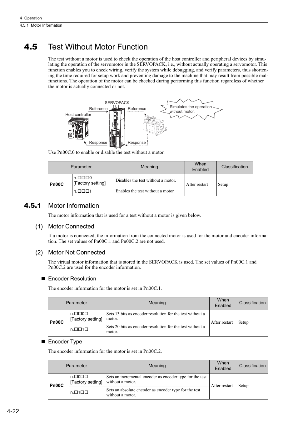 5 test without motor function, 1 motor information, 1) motor connected | 2) motor not connected, M-iii | Yaskawa Σ-V Series AC Servo Drives Rotational Motor MECHATROLINK-III User Manual | Page 87 / 337