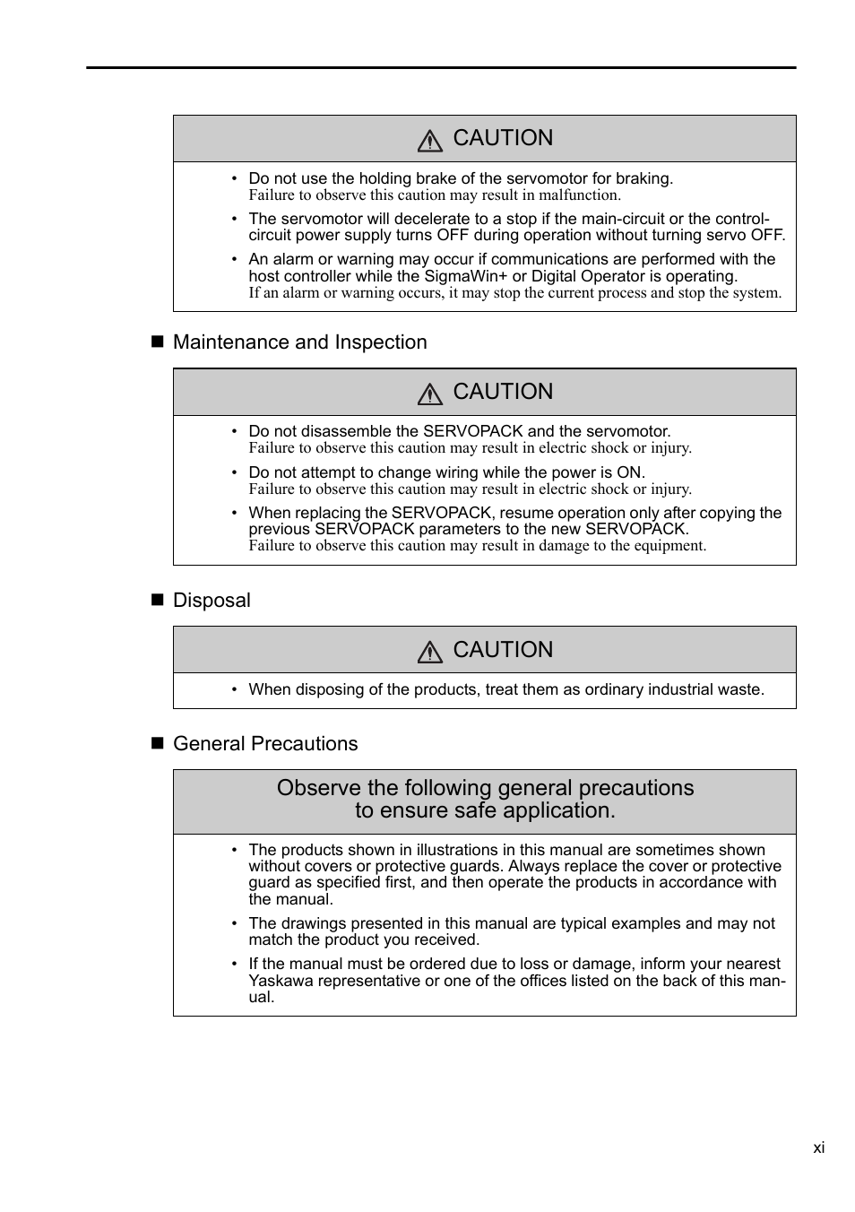 Caution | Yaskawa AC Servo Drives DC Power Input Sigma-5 Series User Manual | Page 11 / 55