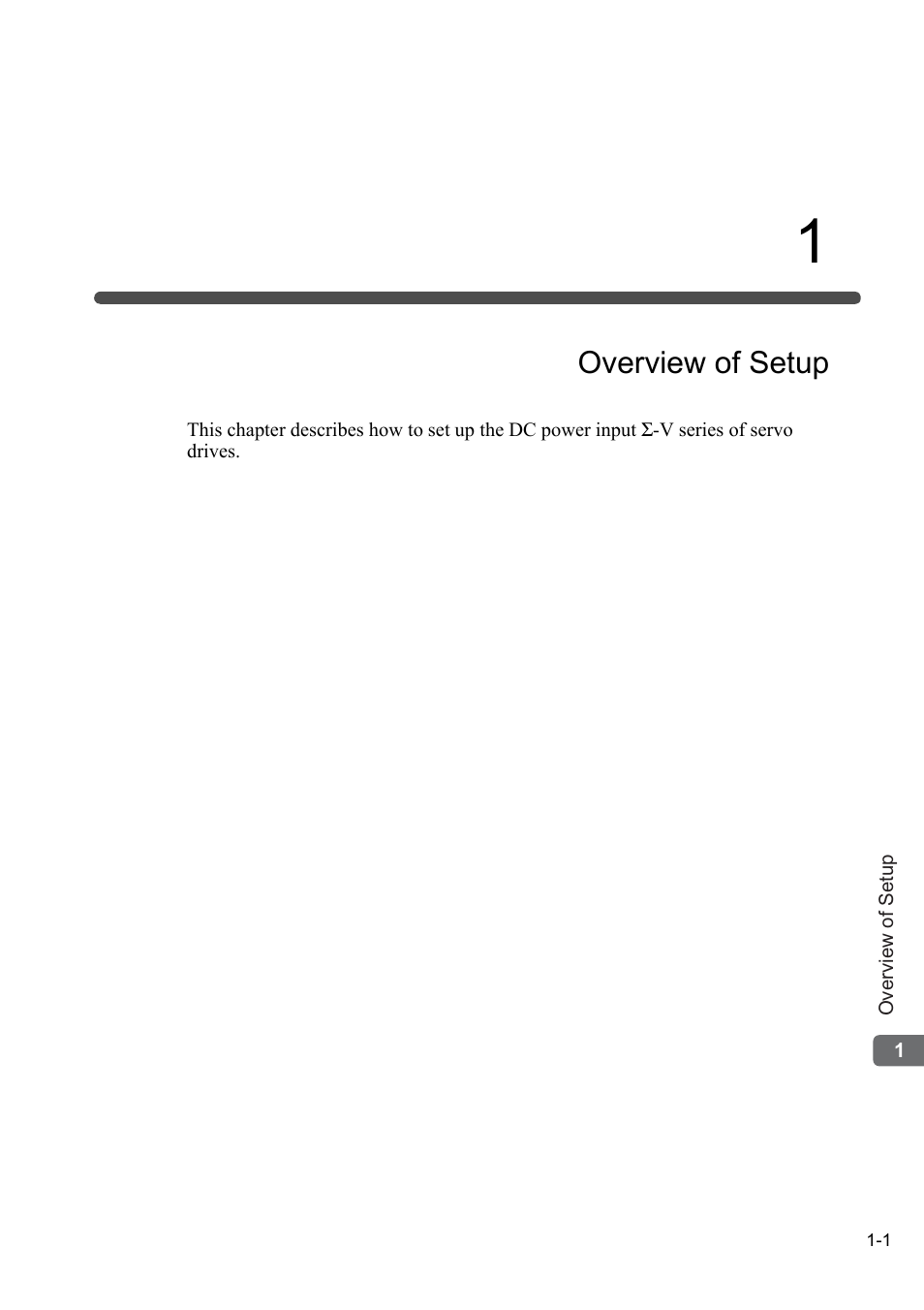 1 overview of setup, Overview of setup | Yaskawa AC Servo Drives DC Power Input Sigma-5 Series User Manual | Page 16 / 55
