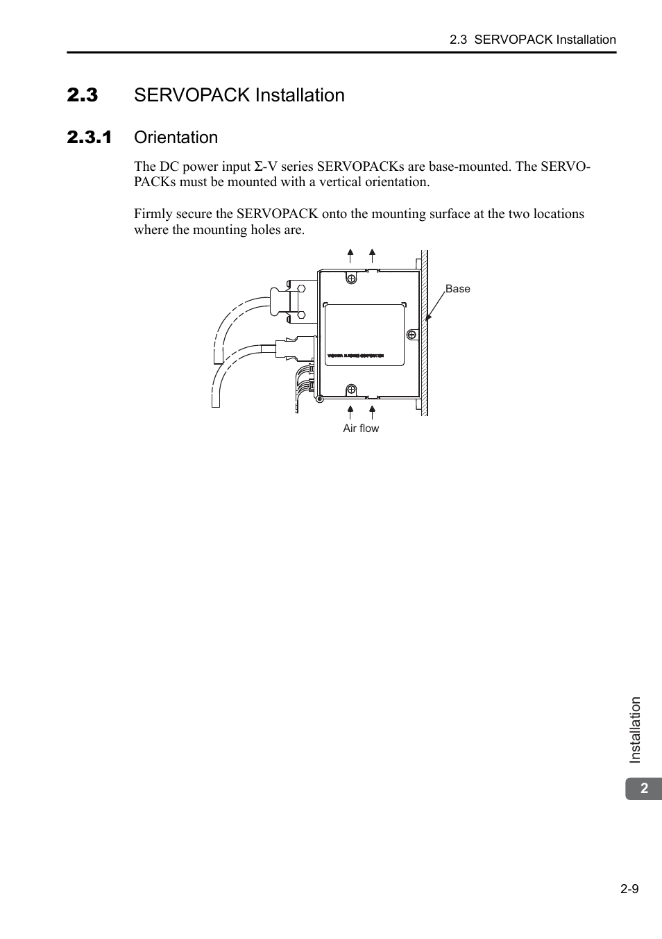 3 servopack installation, 1 orientation | Yaskawa AC Servo Drives DC Power Input Sigma-5 Series User Manual | Page 26 / 55