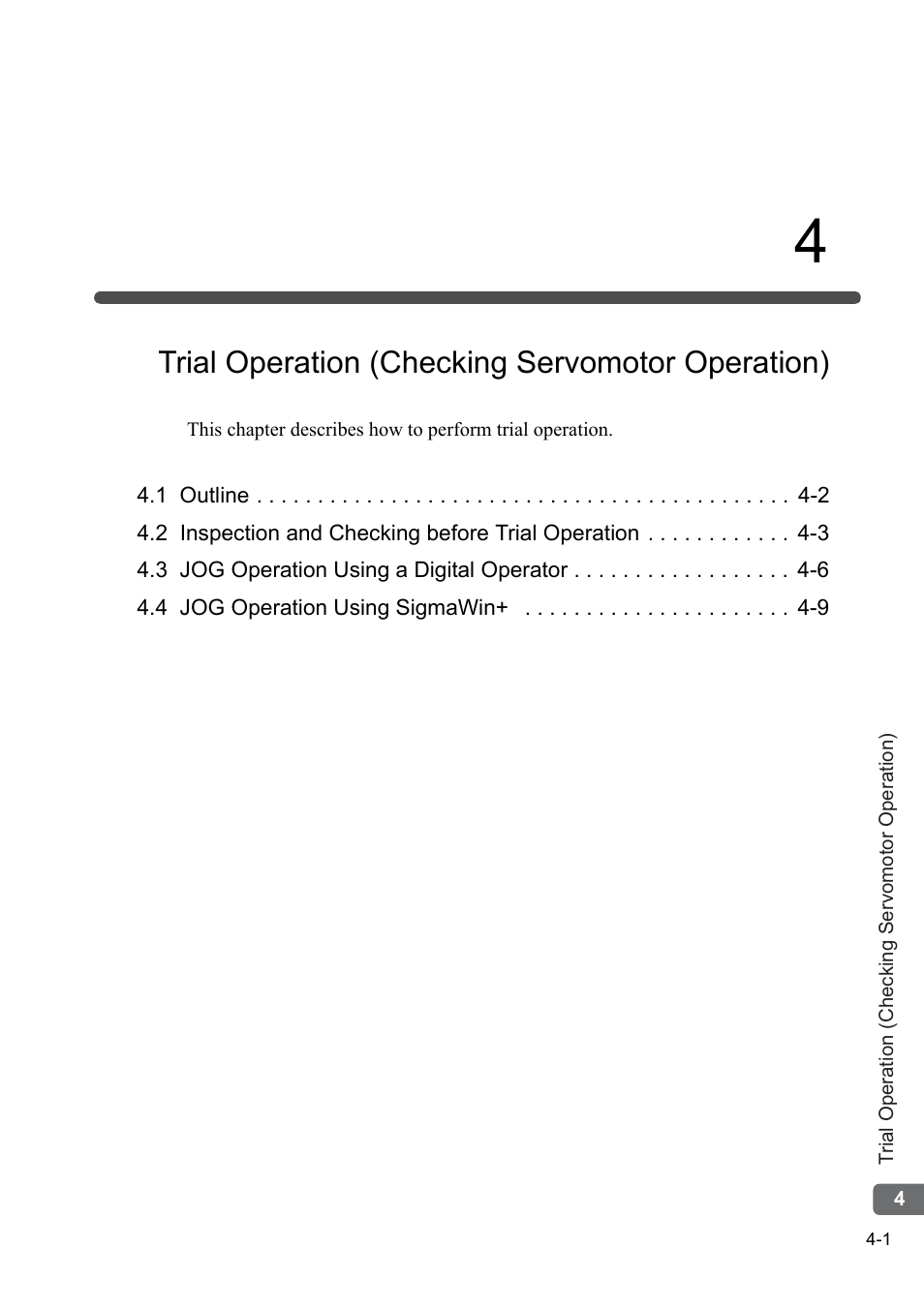 4 trial operation (checking servomotor operation), Trial operation (checking servomotor operation) | Yaskawa AC Servo Drives DC Power Input Sigma-5 Series User Manual | Page 40 / 55