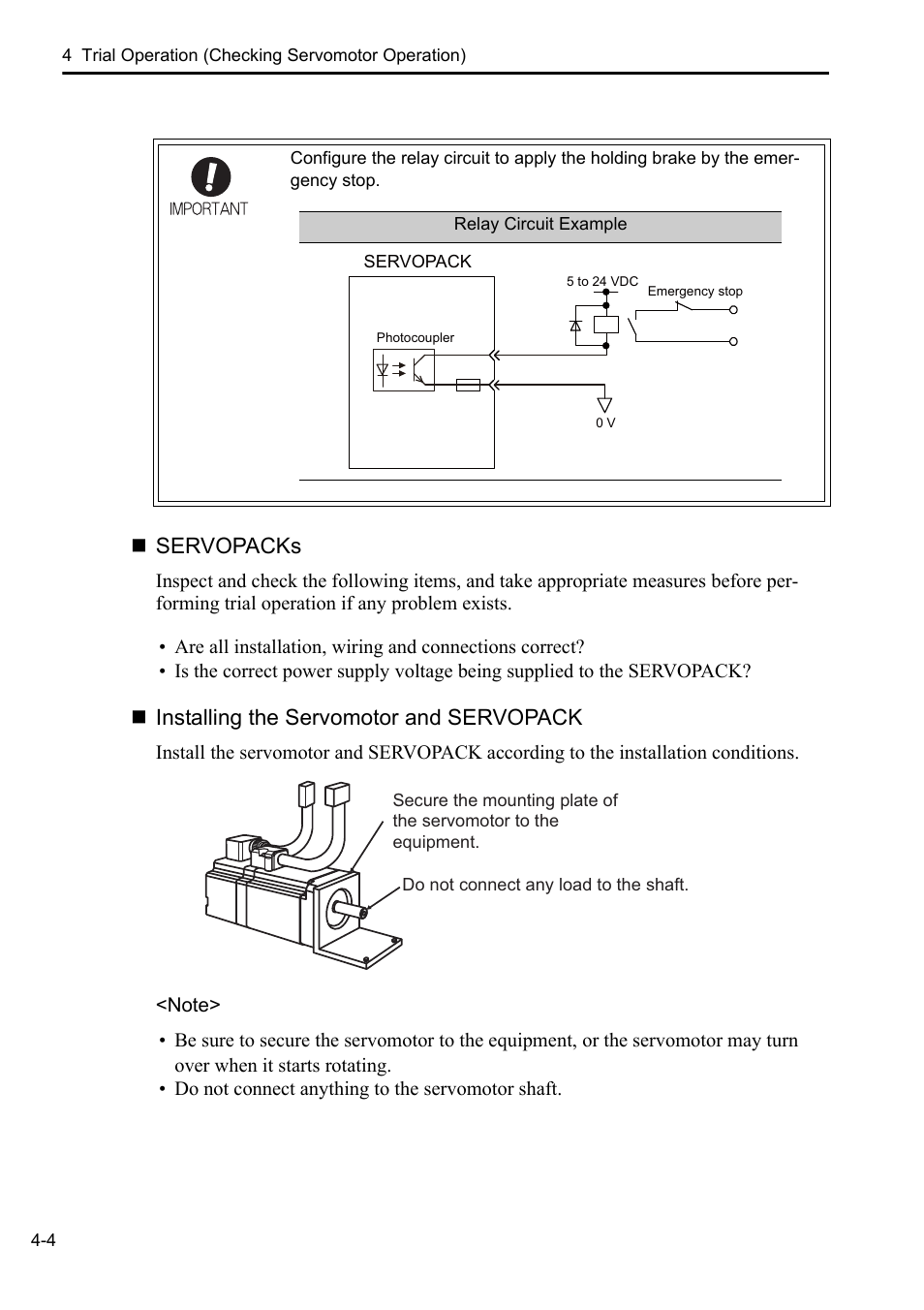 Servopacks, Installing the servomotor and servopack | Yaskawa AC Servo Drives DC Power Input Sigma-5 Series User Manual | Page 43 / 55