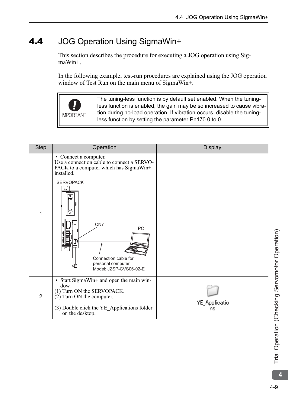 4 jog operation using sigmawin | Yaskawa AC Servo Drives DC Power Input Sigma-5 Series User Manual | Page 48 / 55