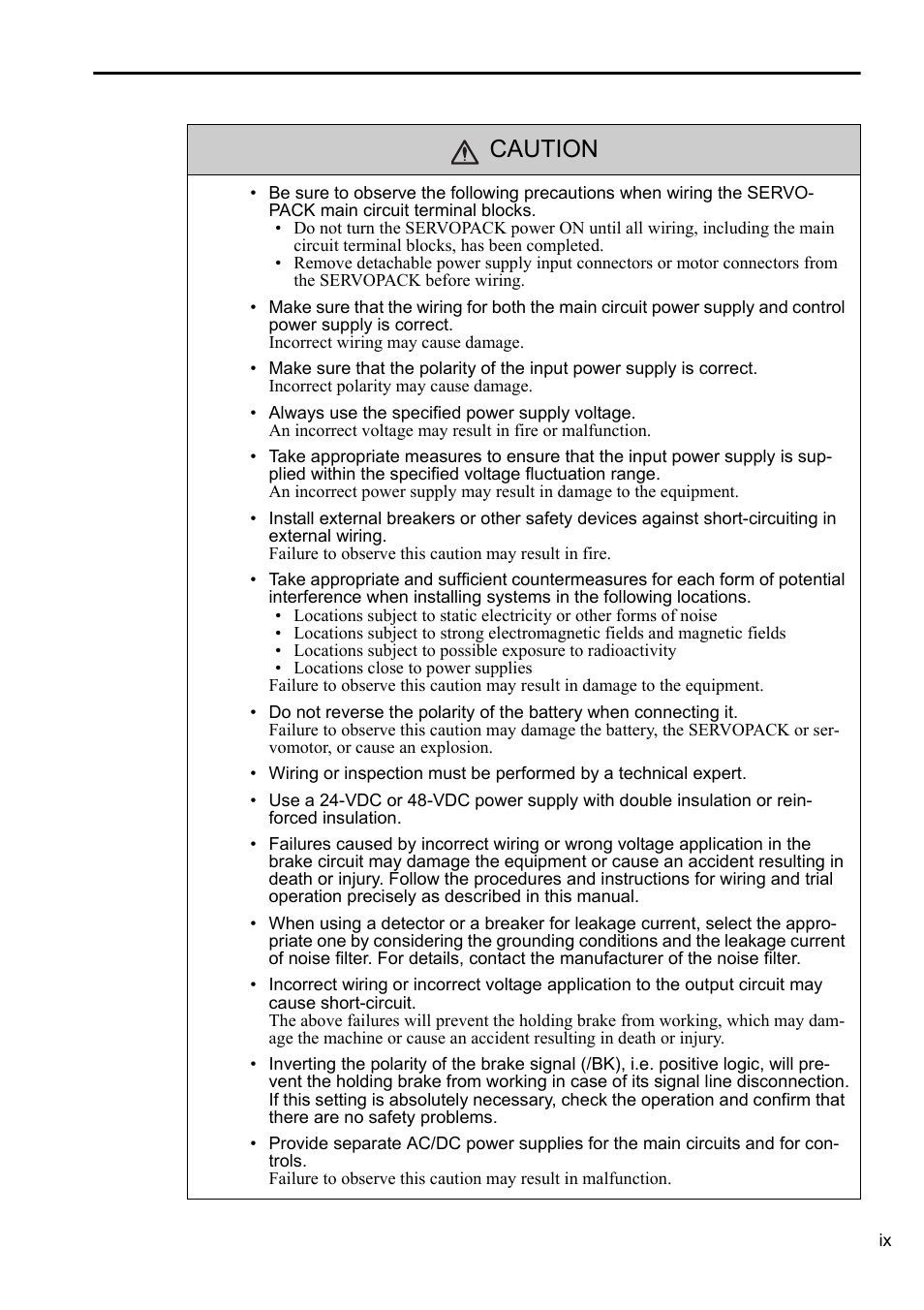 Caution | Yaskawa AC Servo Drives DC Power Input Sigma-5 Series User Manual | Page 9 / 55