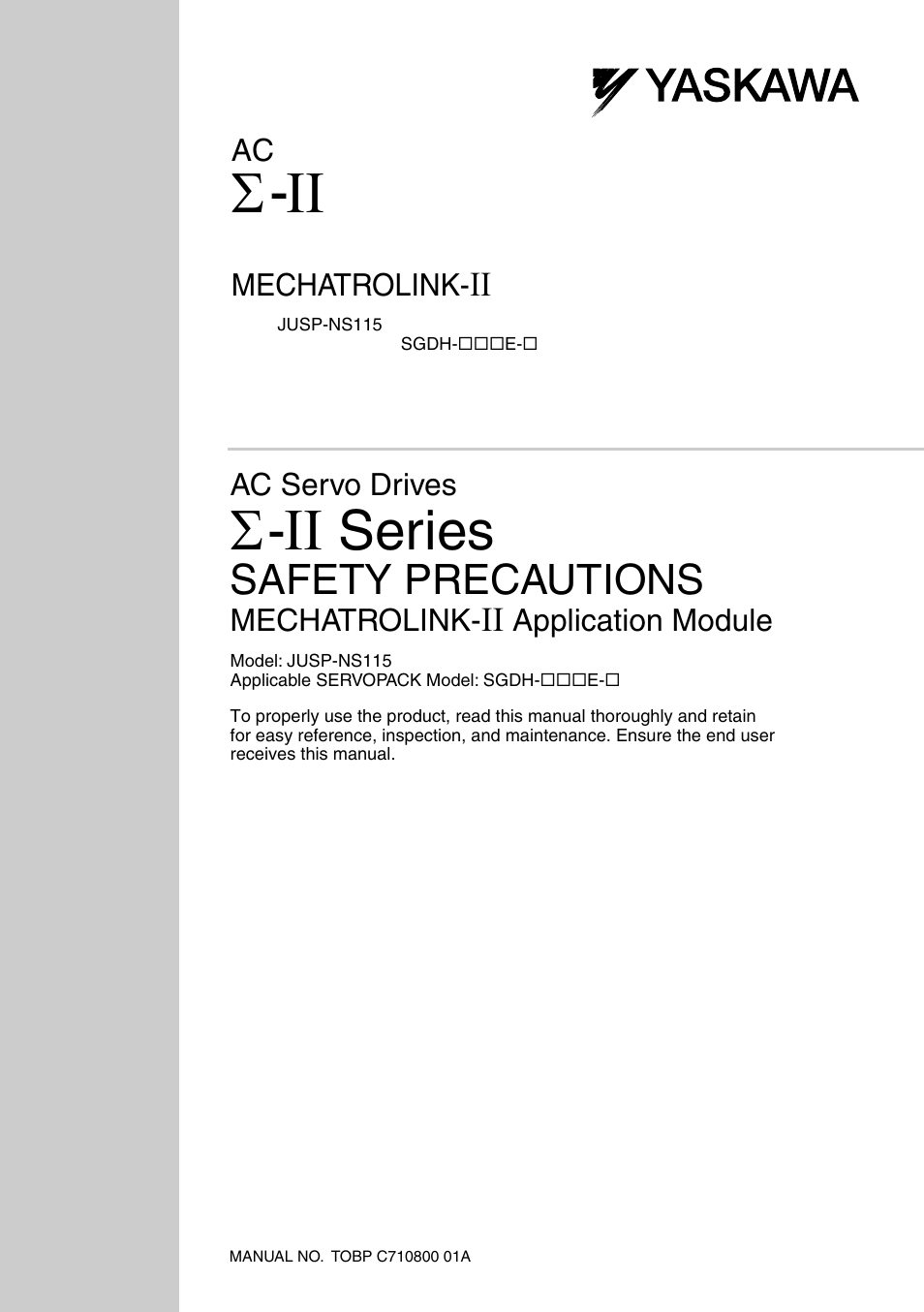 Yaskawa AC Servo Drives Sigma II Series User Manual | 18 pages
