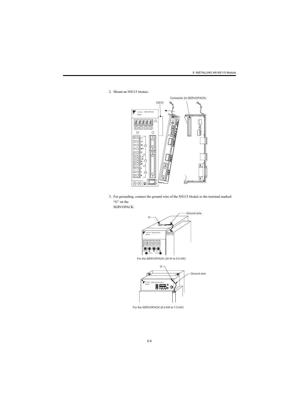 Mount an ns115, Module | Yaskawa AC Servo Drives Sigma II Series User Manual | Page 11 / 18