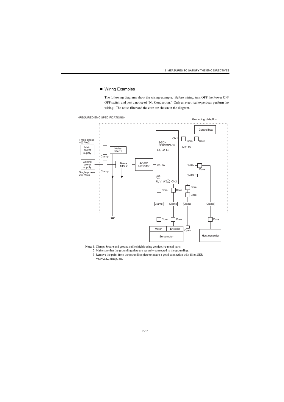 Wiring examples | Yaskawa AC Servo Drives Sigma II Series User Manual | Page 17 / 18
