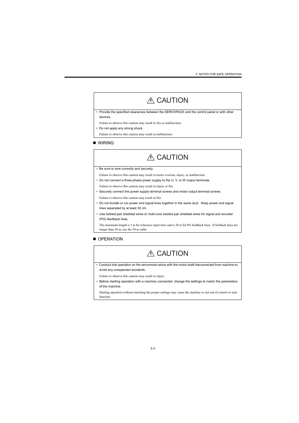 Caution | Yaskawa AC Servo Drives Sigma II Series User Manual | Page 7 / 18