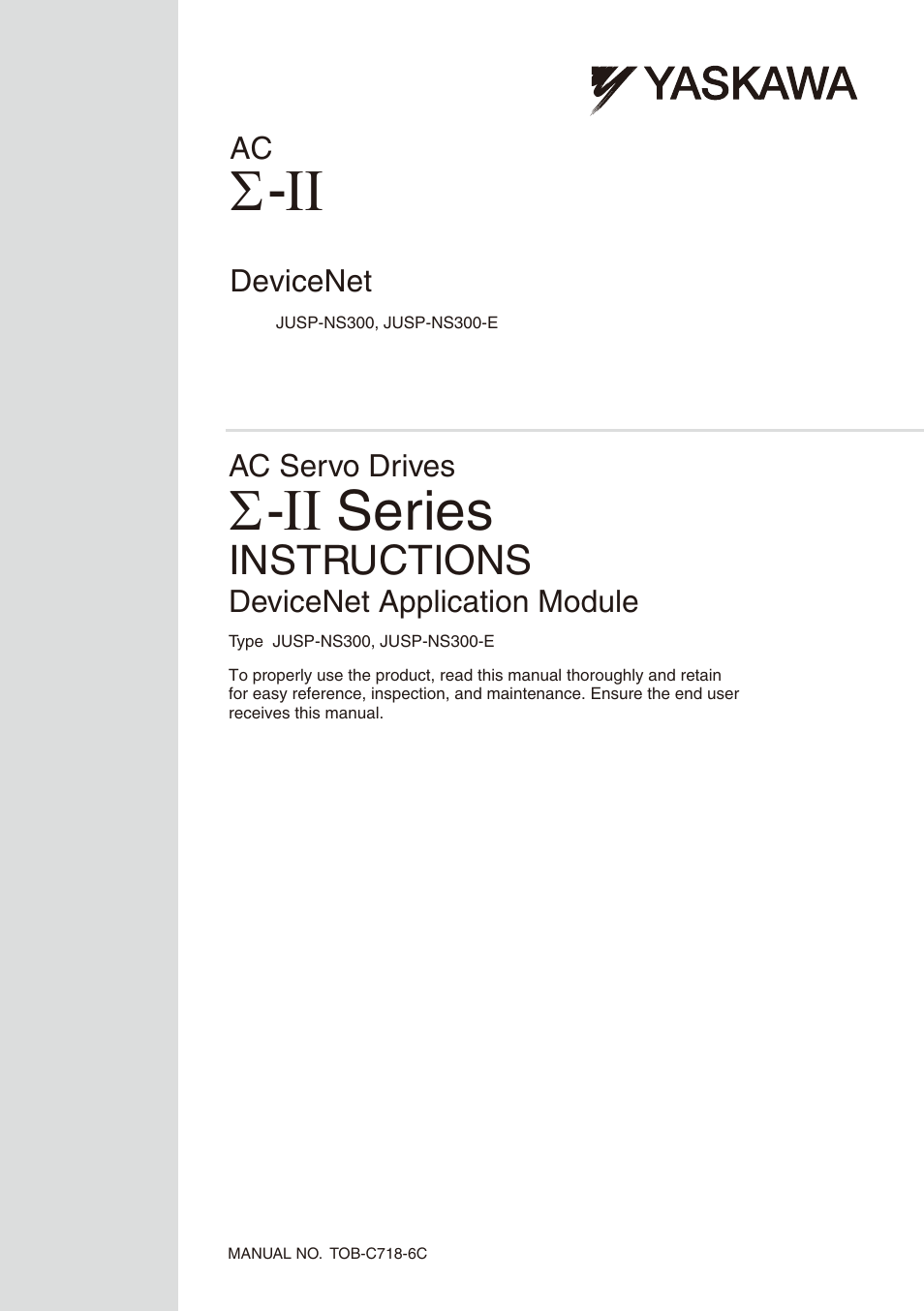 Yaskawa AC Servo Drives Sigma II Series DeviceNet User Manual | 35 pages