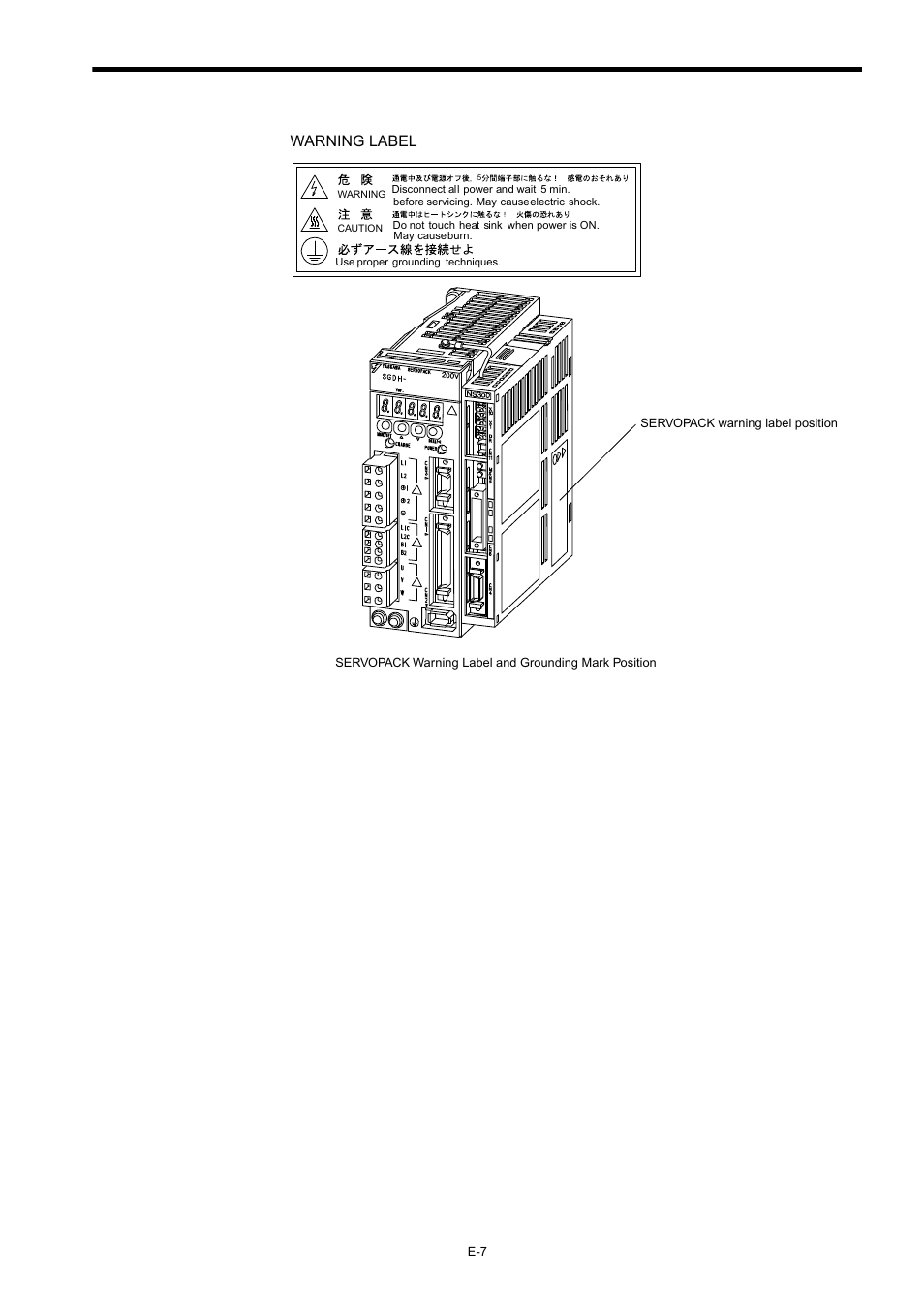 Warning label | Yaskawa AC Servo Drives Sigma II Series DeviceNet User Manual | Page 10 / 35