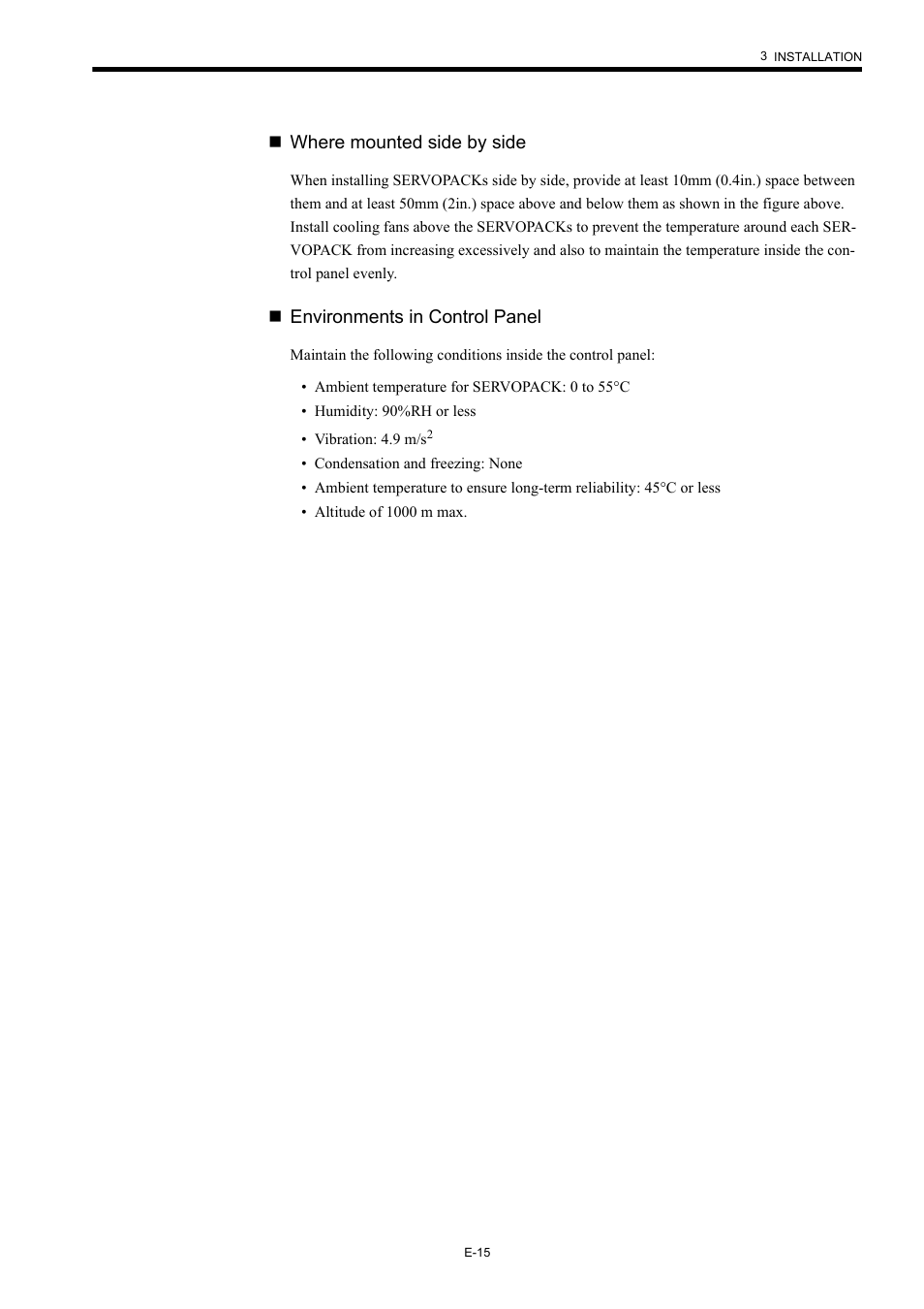 Where mounted side by side, Environments in control panel | Yaskawa AC Servo Drives Sigma II Series DeviceNet User Manual | Page 18 / 35