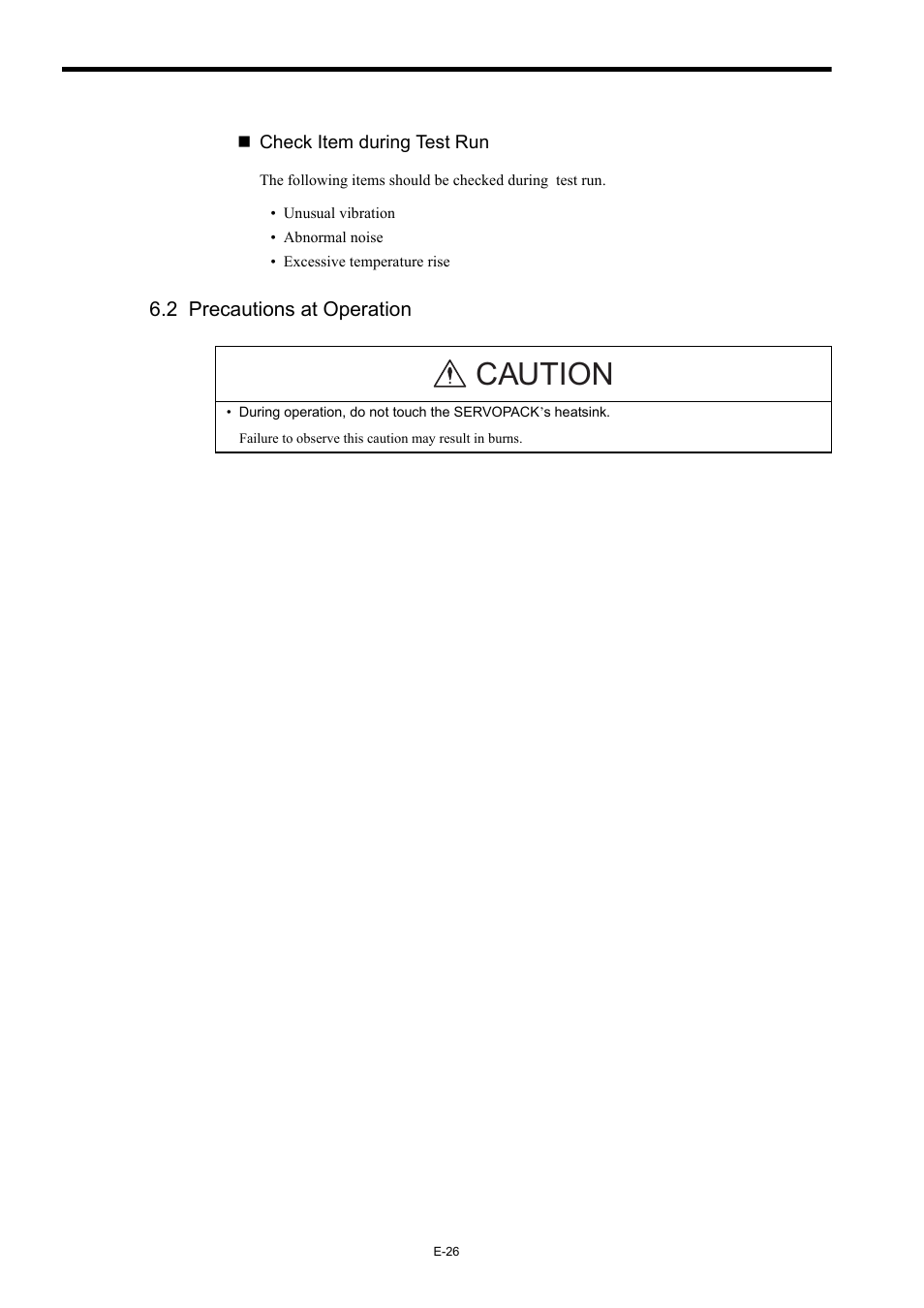 2 precautions at operation, Caution | Yaskawa AC Servo Drives Sigma II Series DeviceNet User Manual | Page 29 / 35