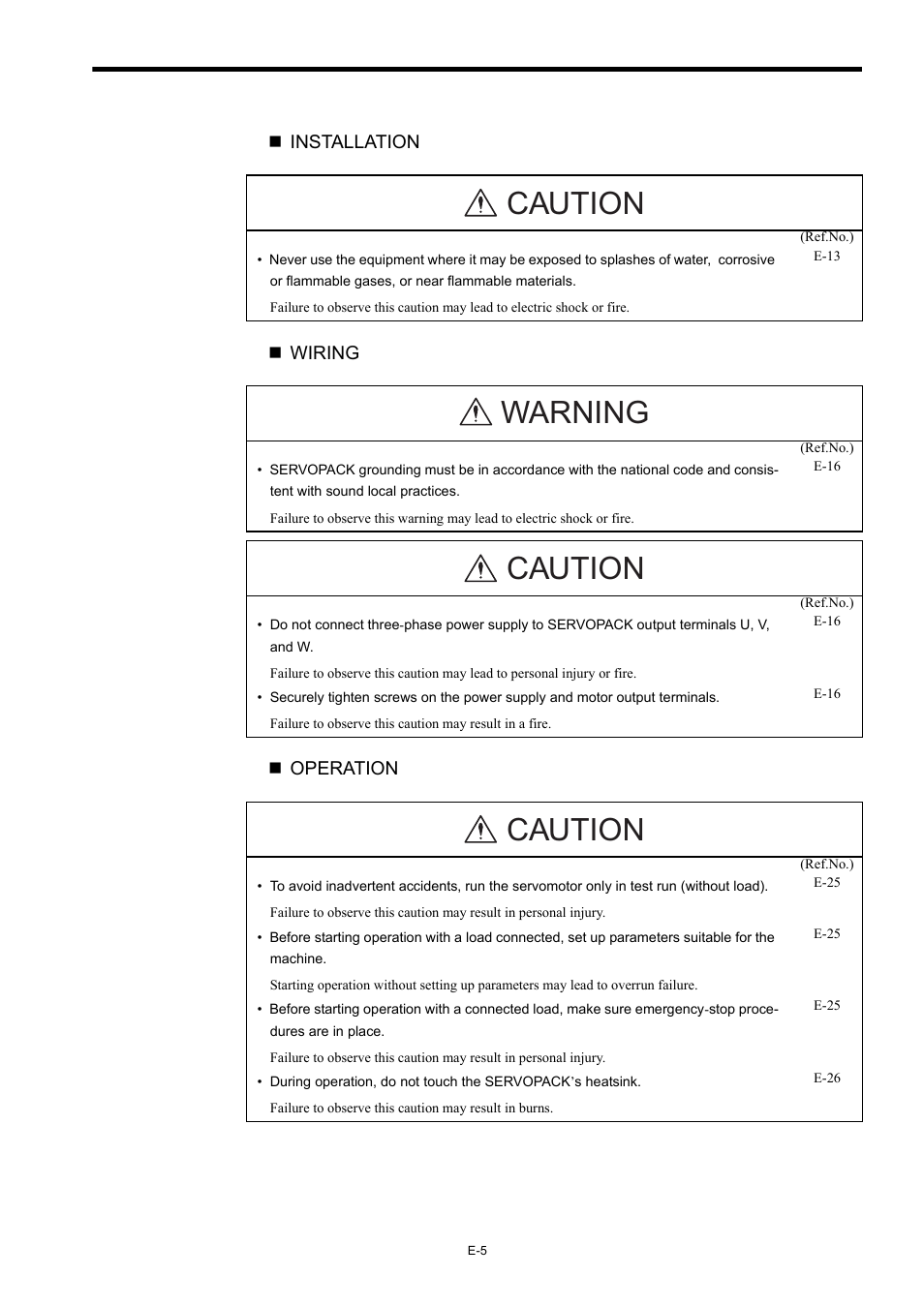 Caution, Warning caution | Yaskawa AC Servo Drives Sigma II Series DeviceNet User Manual | Page 8 / 35