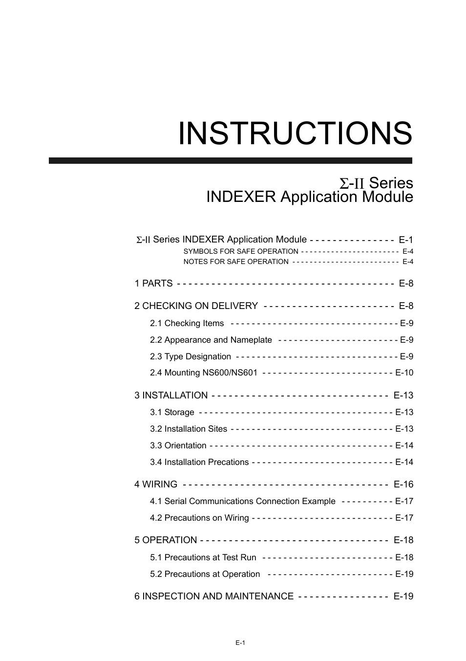 Instructions, Σ-ii series indexer application module | Yaskawa AC Servo Drives Sigma II Series INDEXER User Manual | Page 3 / 25