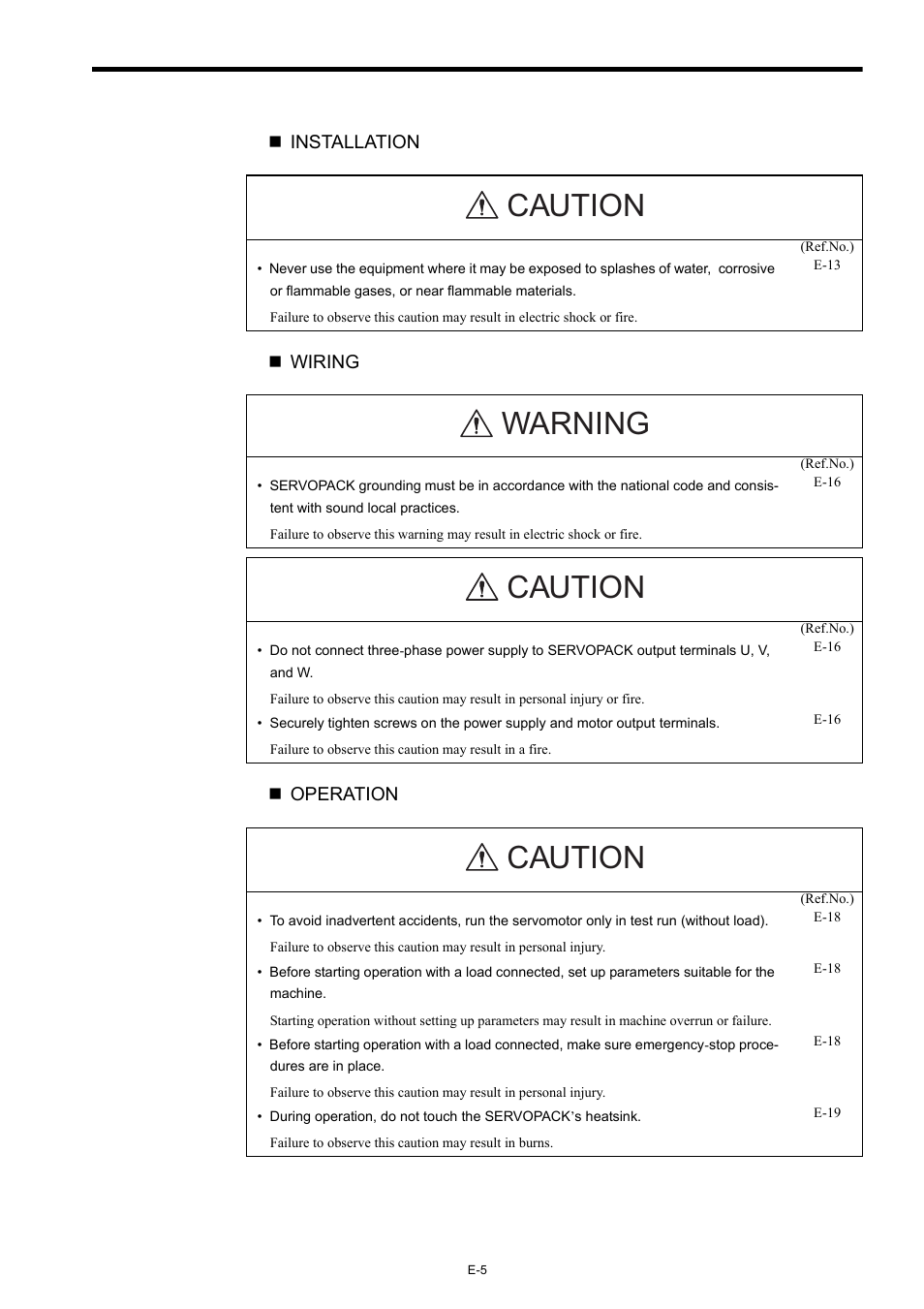 Caution, Warning caution | Yaskawa AC Servo Drives Sigma II Series INDEXER User Manual | Page 7 / 25