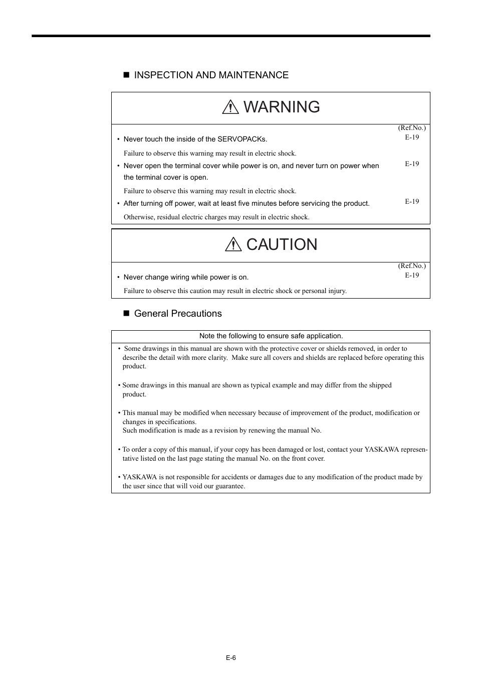 Warning caution | Yaskawa AC Servo Drives Sigma II Series INDEXER User Manual | Page 8 / 25