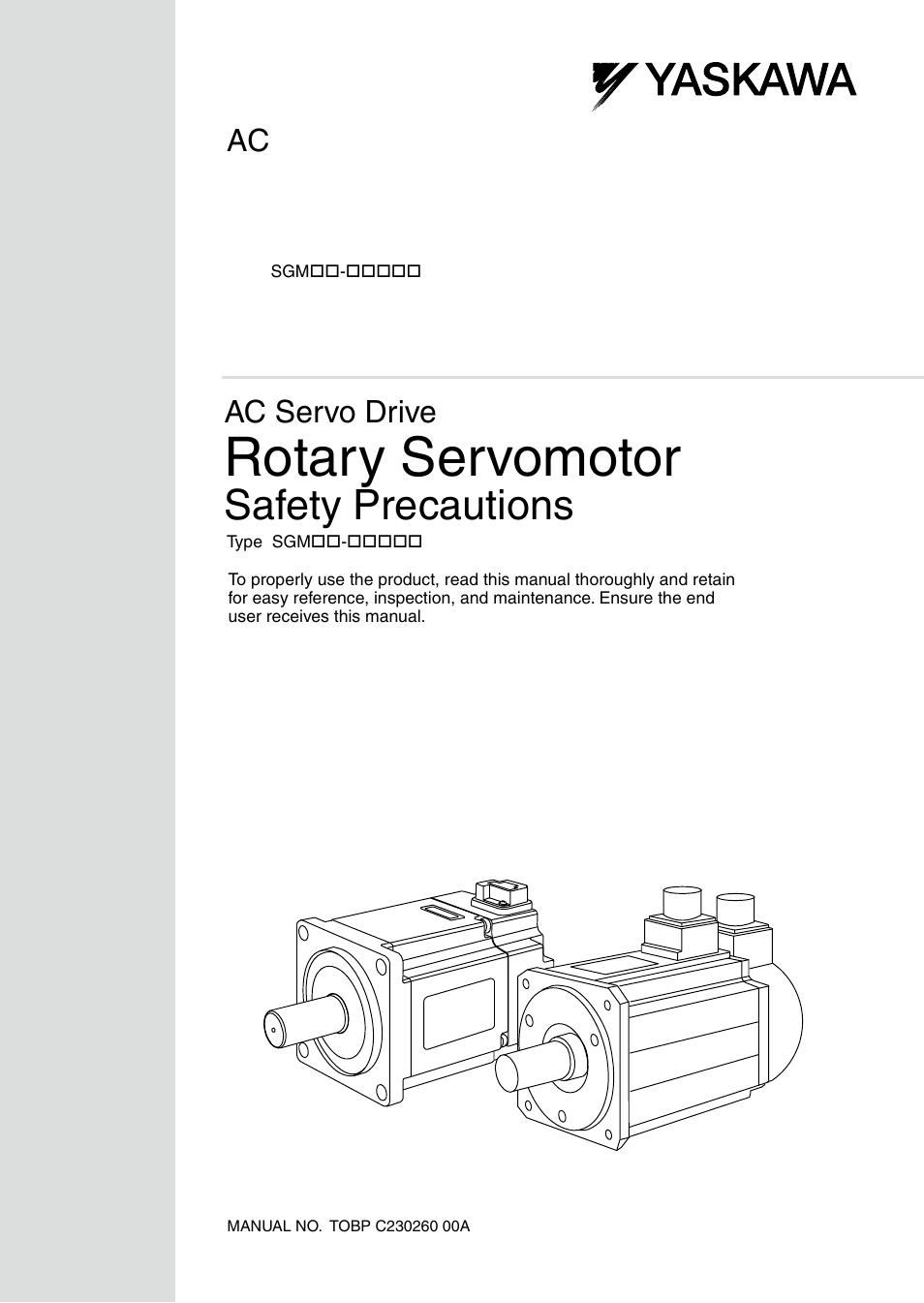 Yaskawa AC Servo Drive Rotary Servomotor Safety Precautions User Manual | 34 pages