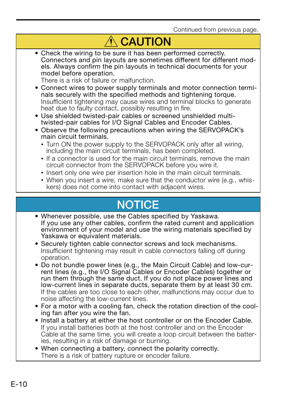 Notice, Caution | Yaskawa AC Servo Drive Rotary Servomotor Safety Precautions User Manual | Page 12 / 34