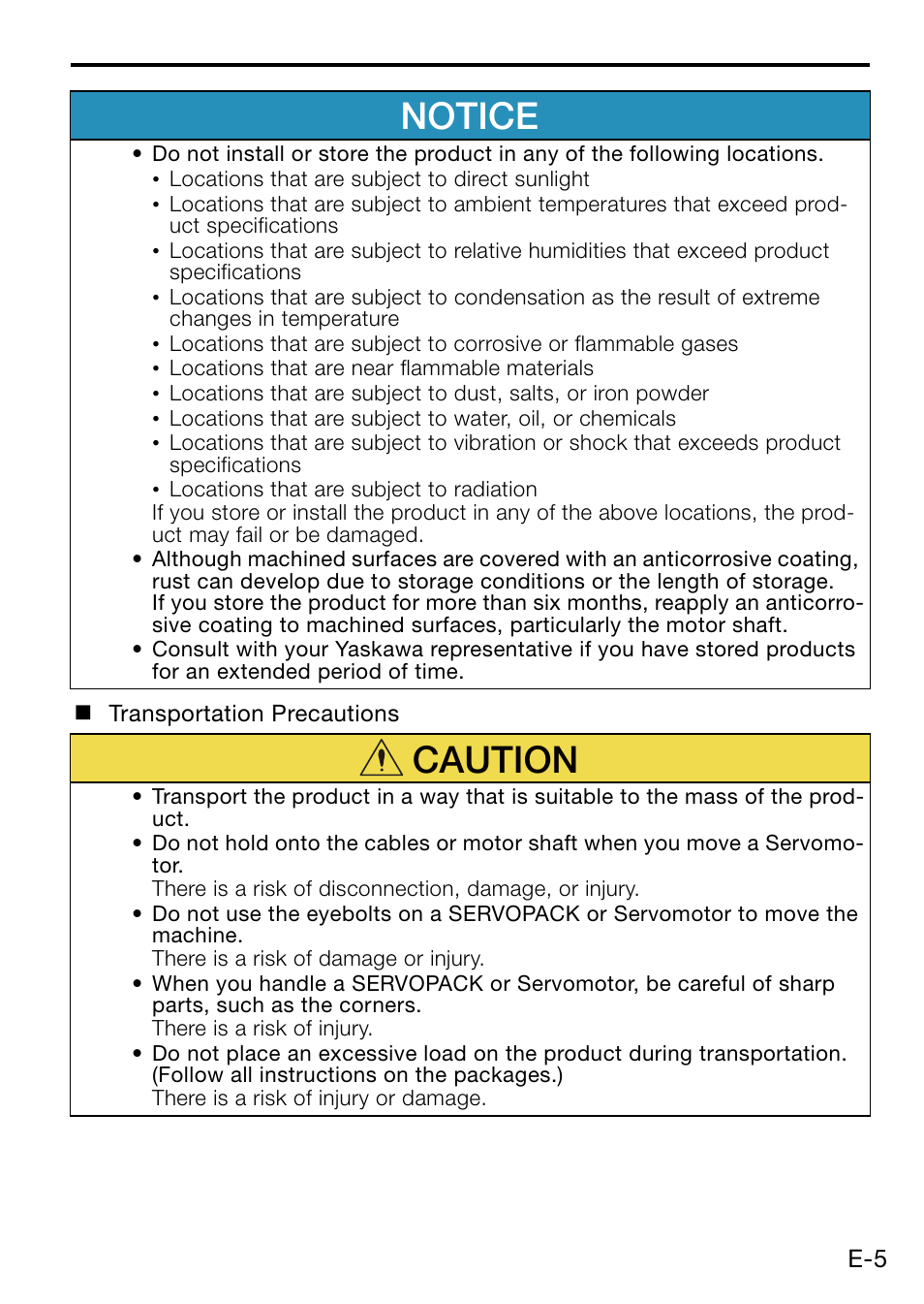 Notice, Caution | Yaskawa AC Servo Drive Rotary Servomotor Safety Precautions User Manual | Page 7 / 34