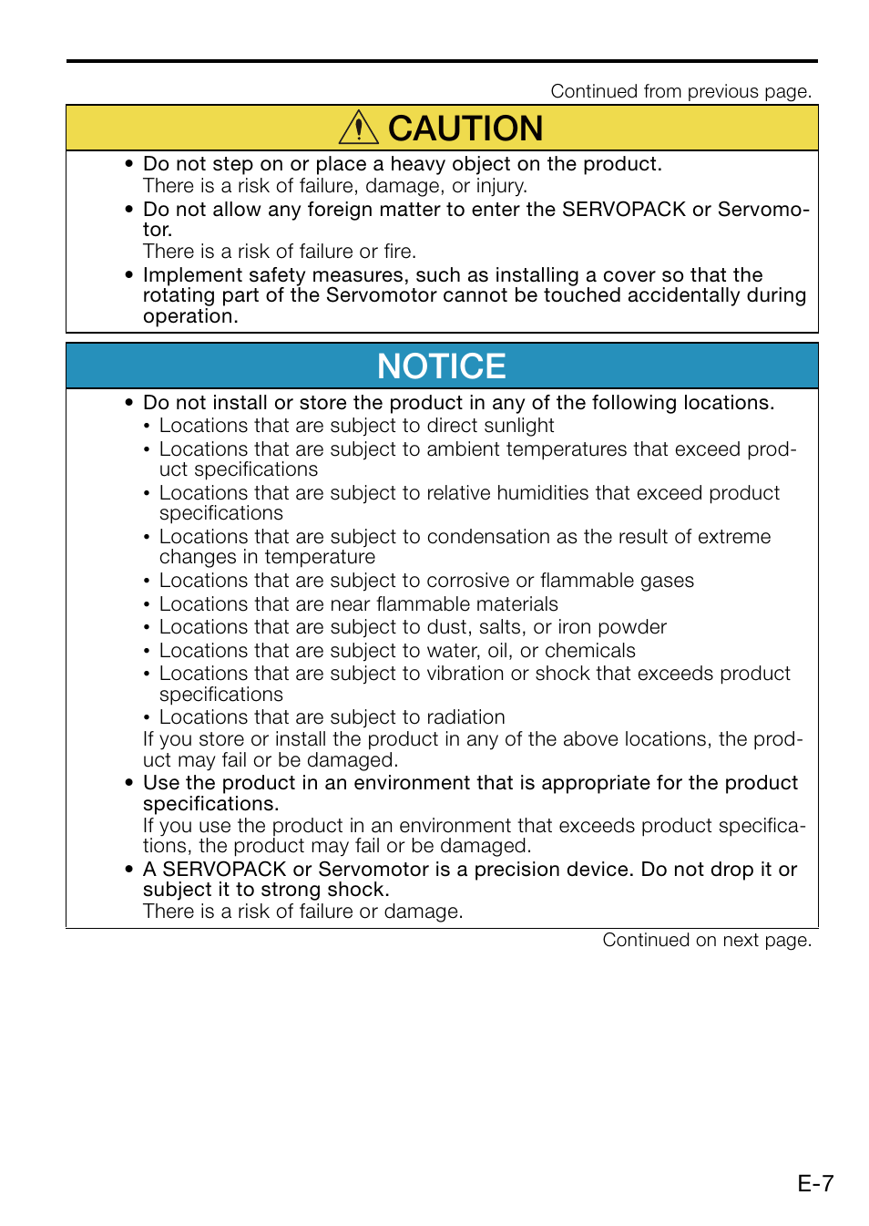 Notice, Caution | Yaskawa AC Servo Drive Rotary Servomotor Safety Precautions User Manual | Page 9 / 34