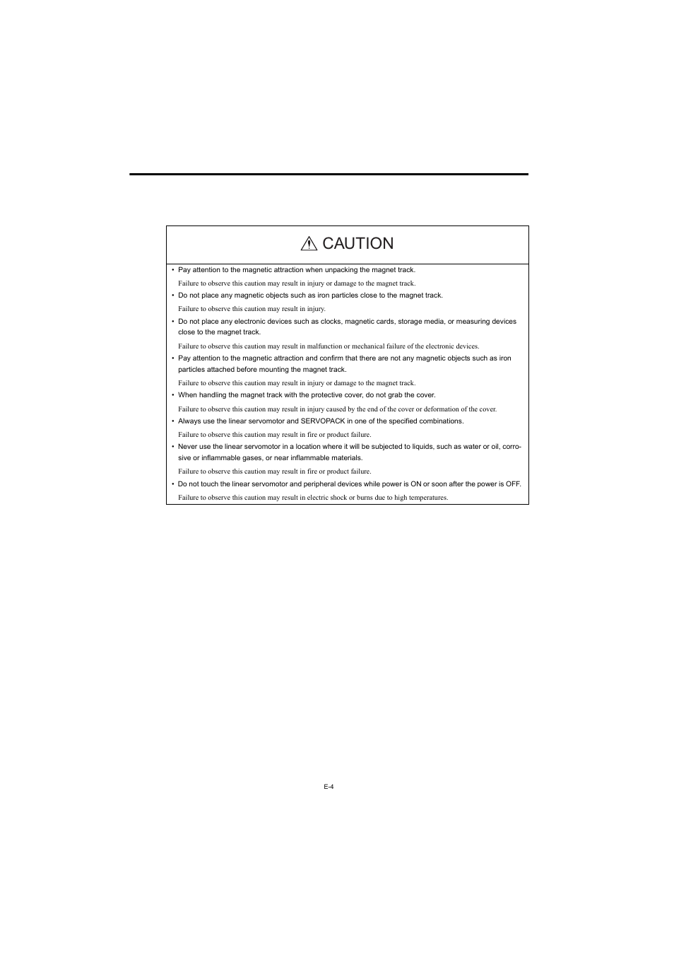 Caution | Yaskawa AC Servomotor Linear (Sigma) Series User Manual | Page 6 / 13