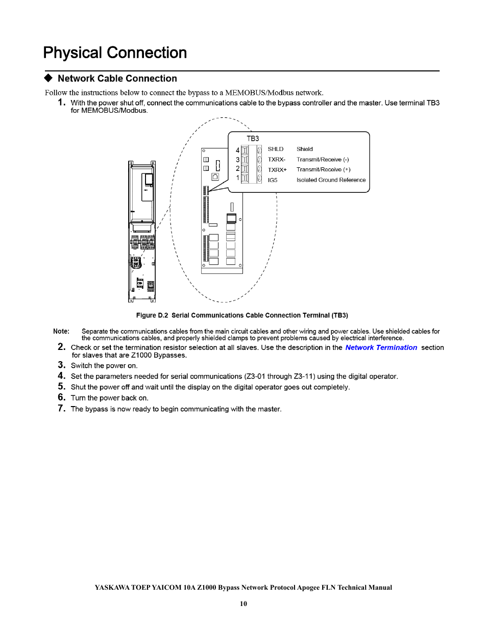 Physical connection | Yaskawa APOGEE FLN User Manual | Page 10 / 31