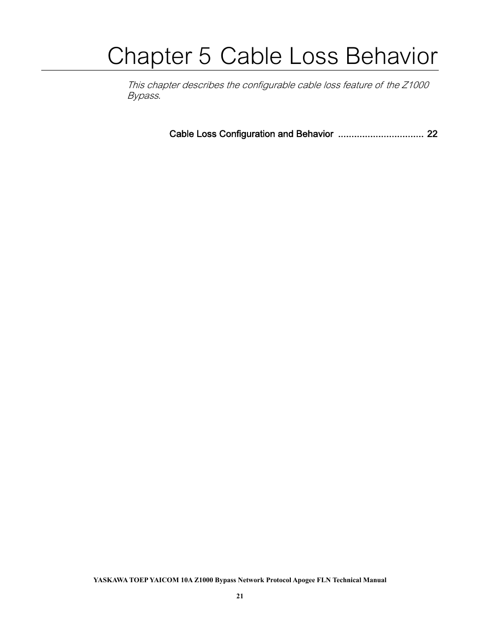 Chapter 5 cable loss behavior | Yaskawa APOGEE FLN User Manual | Page 21 / 31