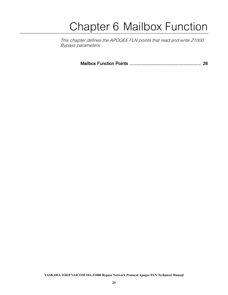 Chapter 6 mailbox function | Yaskawa APOGEE FLN User Manual | Page 25 / 31