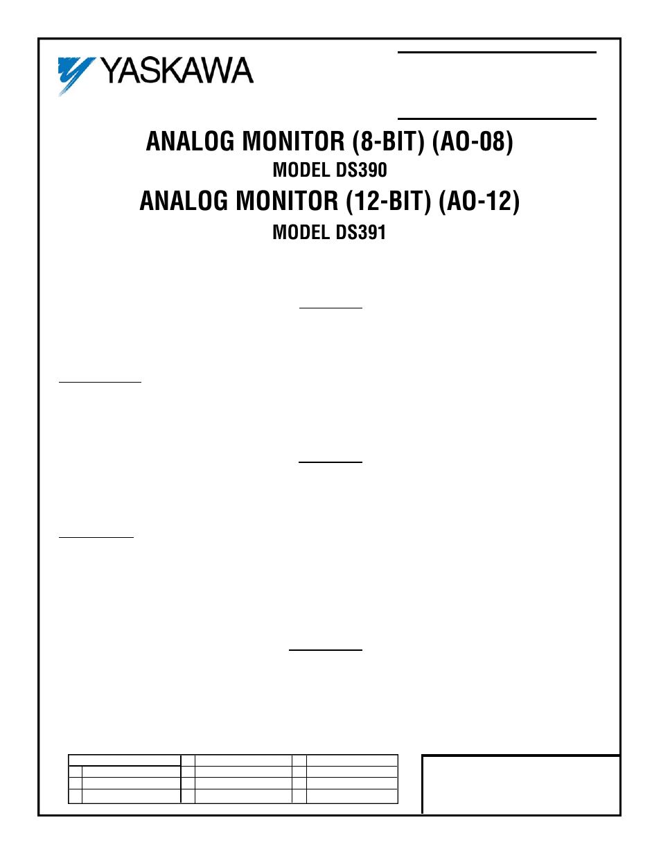 Yaskawa DS391 User Manual | 7 pages