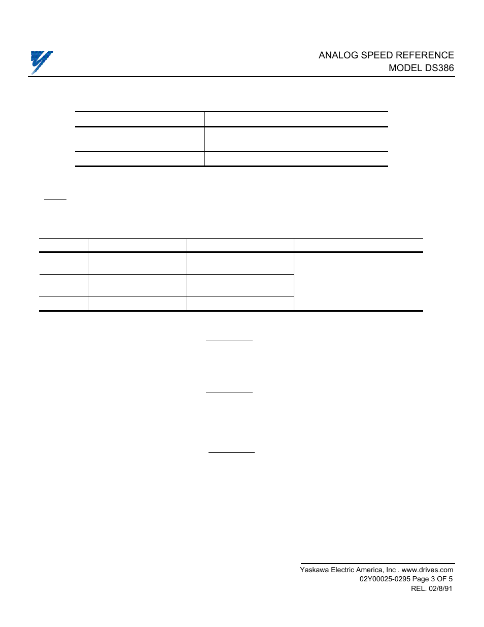 Caution | Yaskawa DS386 User Manual | Page 3 / 5