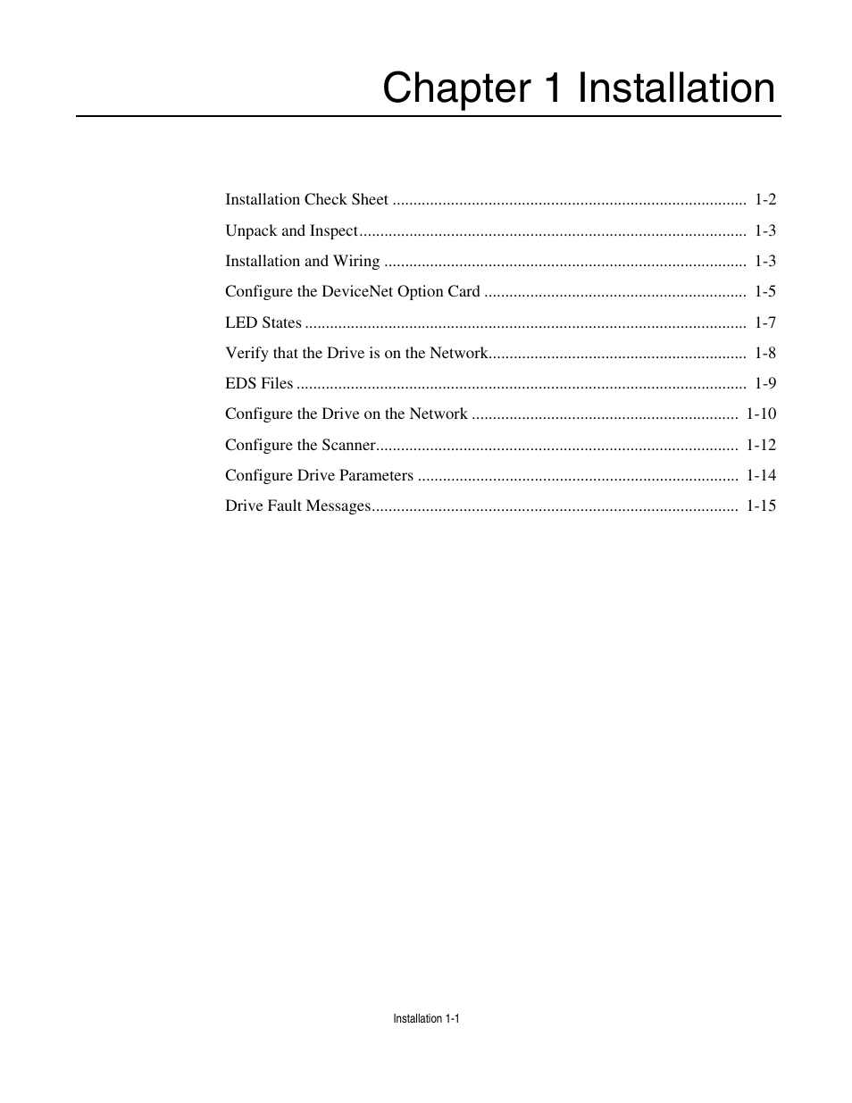 Chapter 1 installation, Chapter 1 installation -1 | Yaskawa CM012 DeviceNet Option Card User Manual | Page 6 / 76