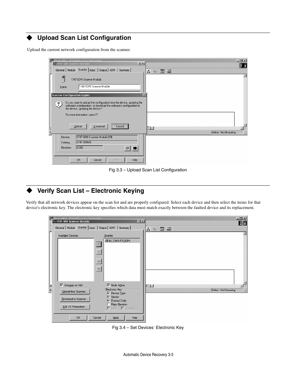 Upload scan list configuration, Verify scan list - electronic keying, Verify scan list – electronic keying | Yaskawa CM012 DeviceNet Option Card User Manual | Page 62 / 76