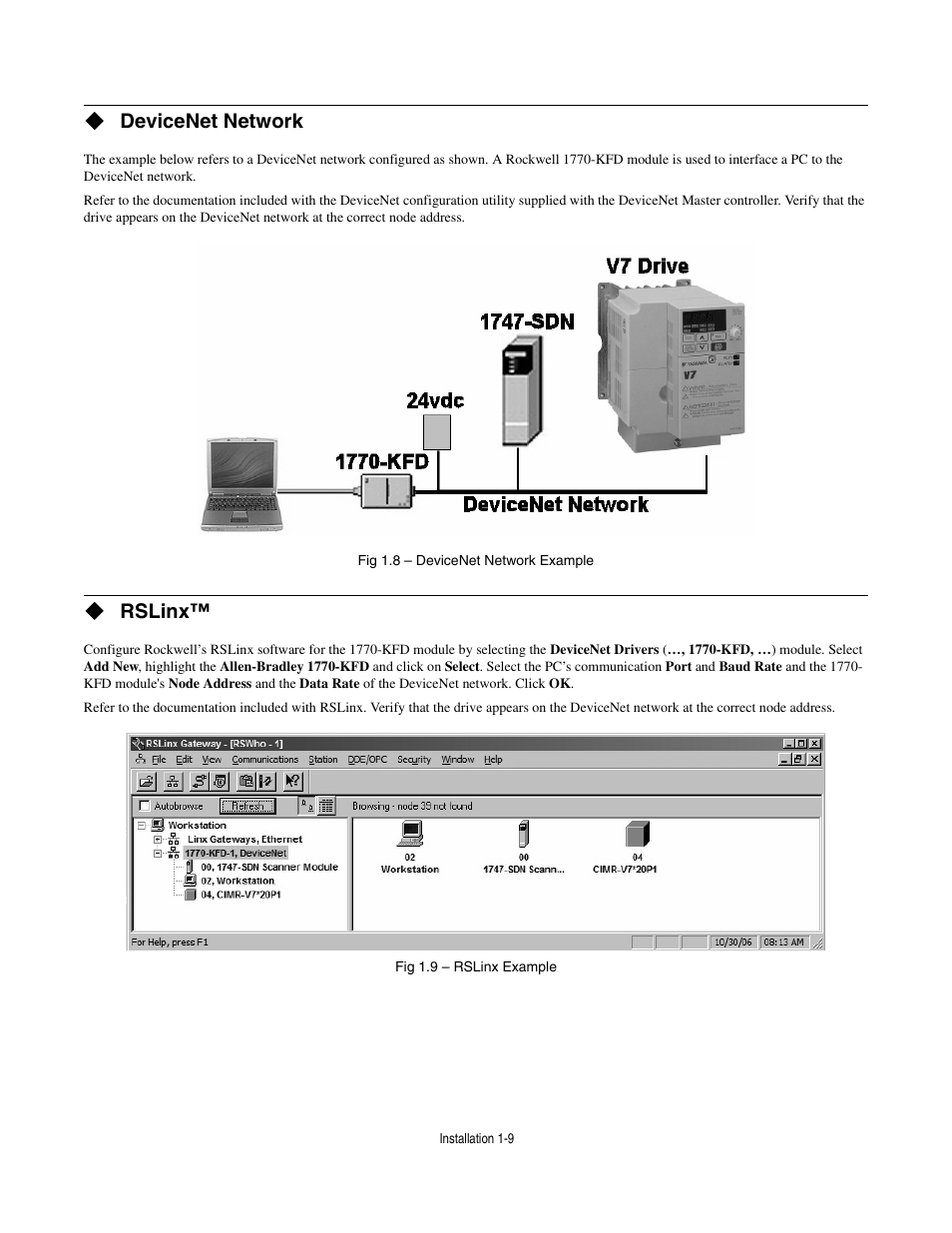 Devicenet network, Rslinx | Yaskawa CM013 V7 DeviceNet Option User Manual | Page 14 / 60