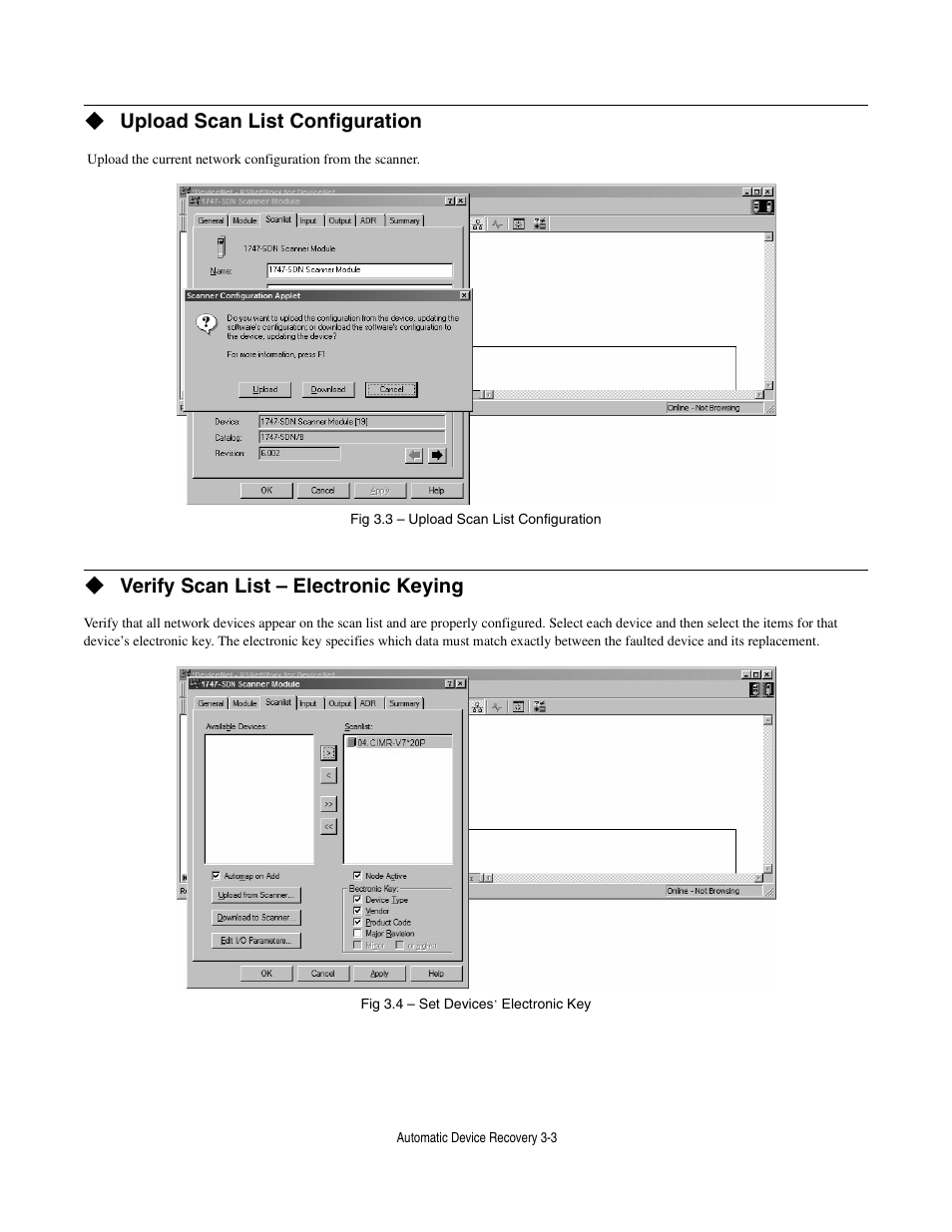 Upload scan list configuration, Verify scan list - electronic keying, Verify scan list – electronic keying | Yaskawa CM013 V7 DeviceNet Option User Manual | Page 46 / 60