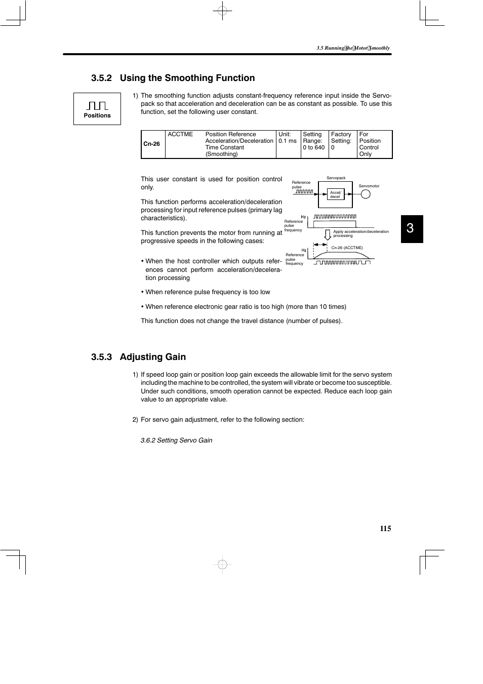 2 using the smoothing function, 3 adjusting gain | Yaskawa DR2 Sigma Servo User Manual | Page 128 / 513