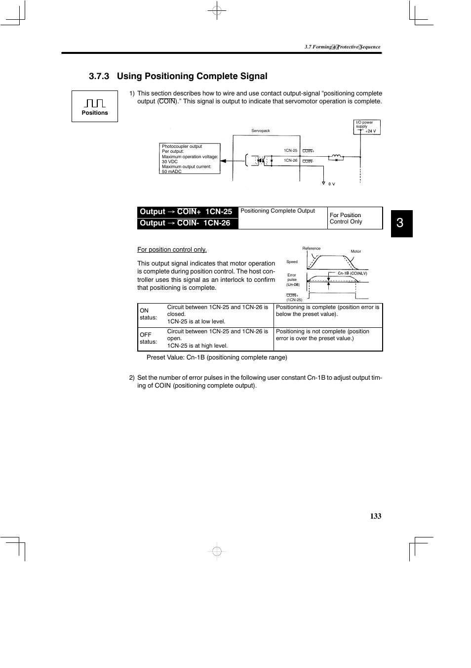 3 using positioning complete signal, Output → coin+ 1cn-25, Output → coin- 1cn-26 | Yaskawa DR2 Sigma Servo User Manual | Page 146 / 513