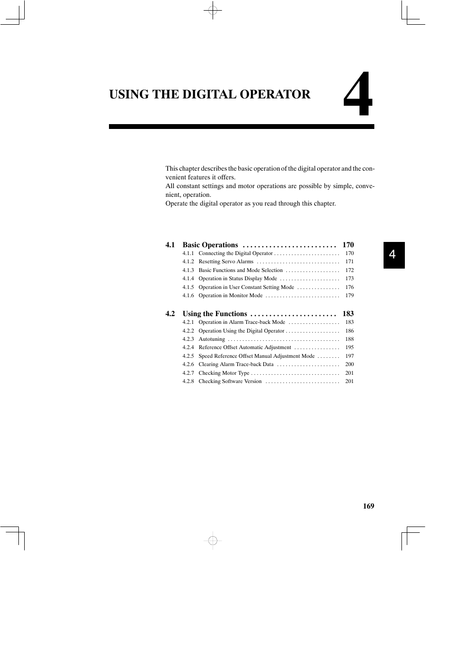 4 using the digital operator, Using the digital operator | Yaskawa DR2 Sigma Servo User Manual | Page 182 / 513