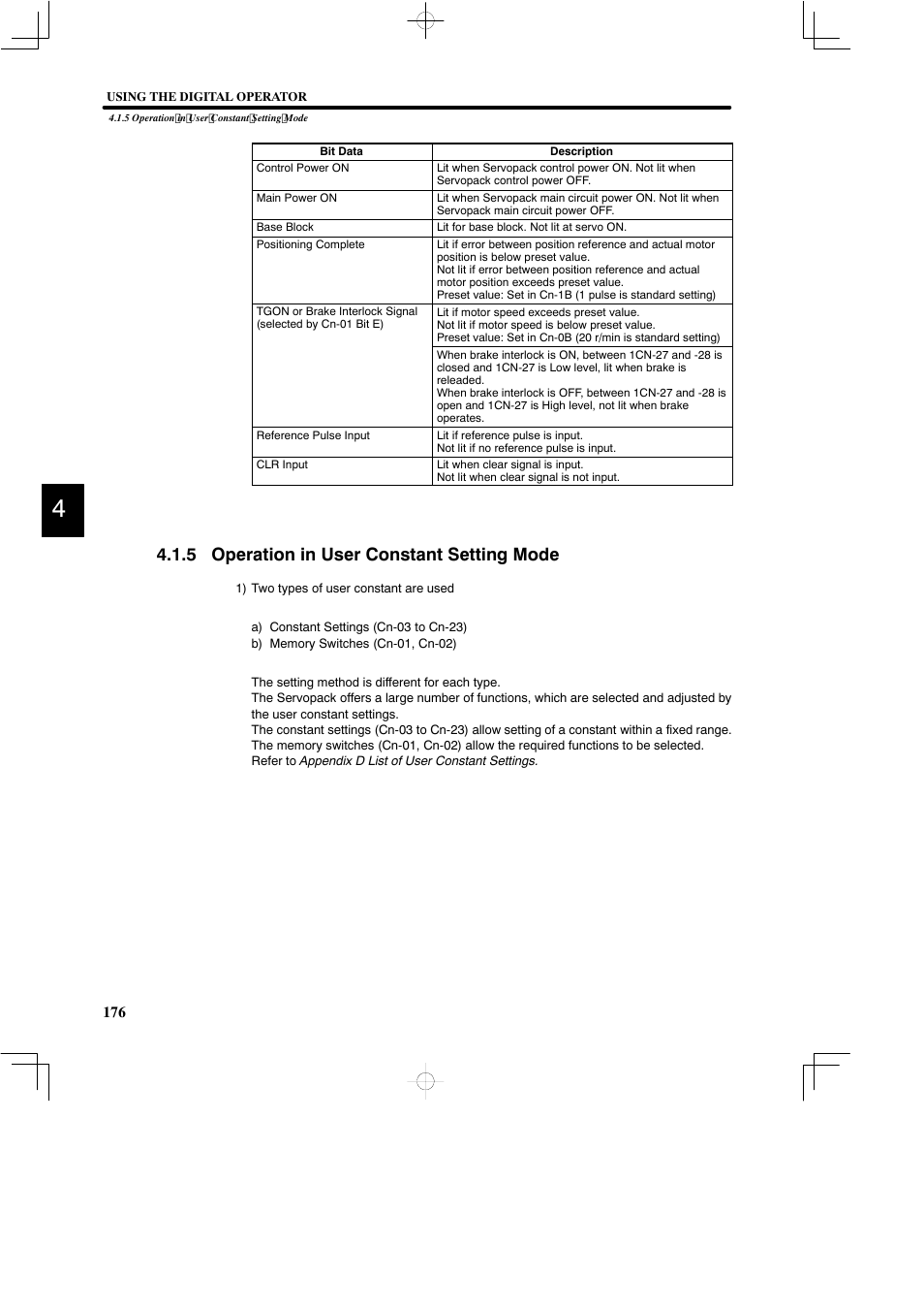 5 operation in user constant setting mode | Yaskawa DR2 Sigma Servo User Manual | Page 189 / 513