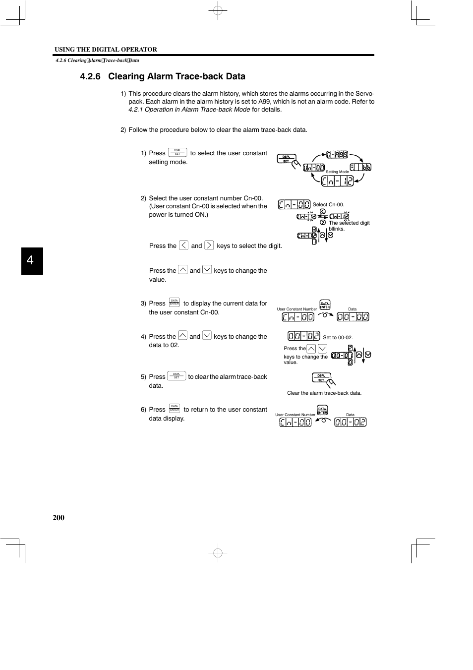 6 clearing alarm trace-back data | Yaskawa DR2 Sigma Servo User Manual | Page 213 / 513