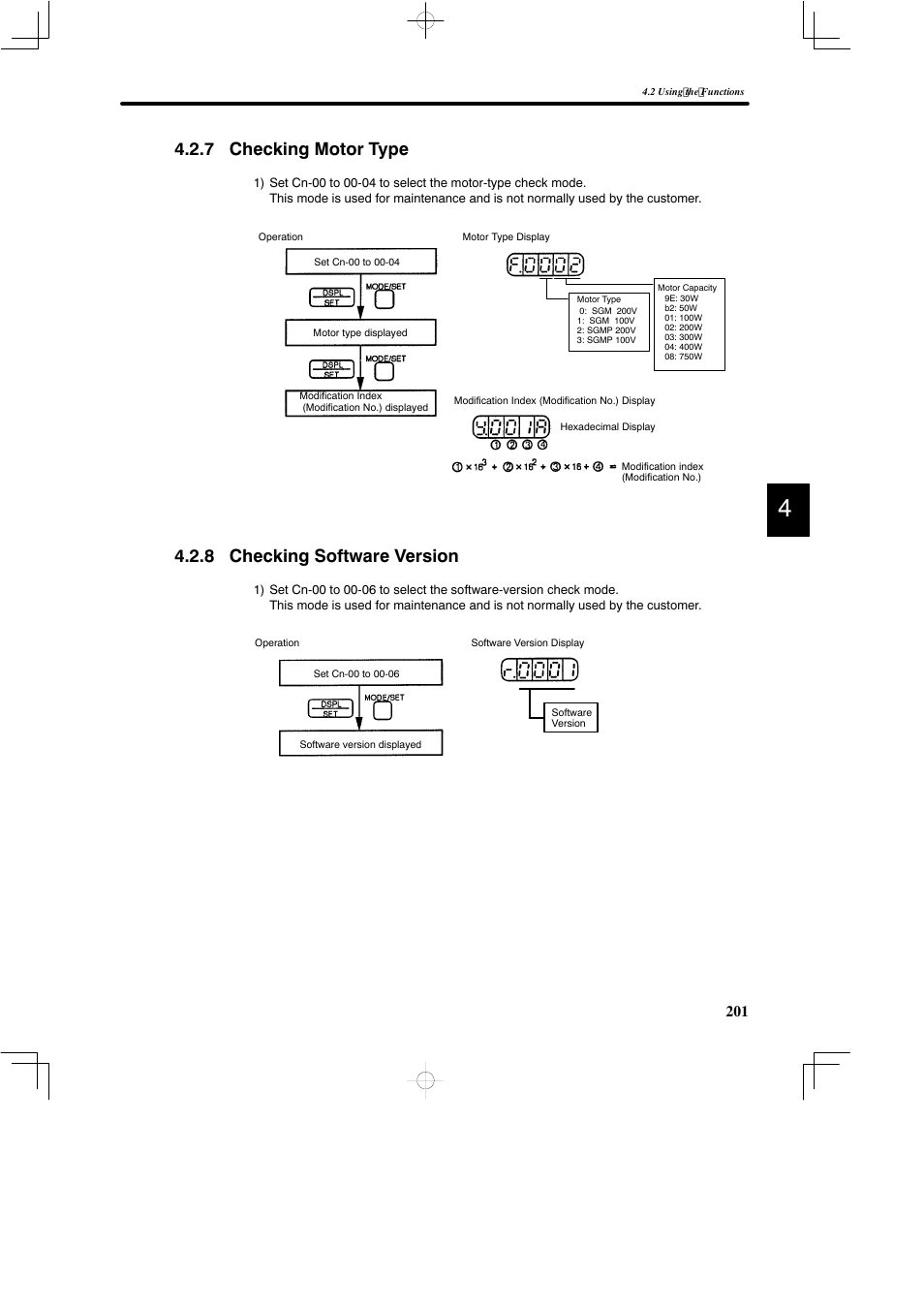 7 checking motor type, 8 checking software version | Yaskawa DR2 Sigma Servo User Manual | Page 214 / 513